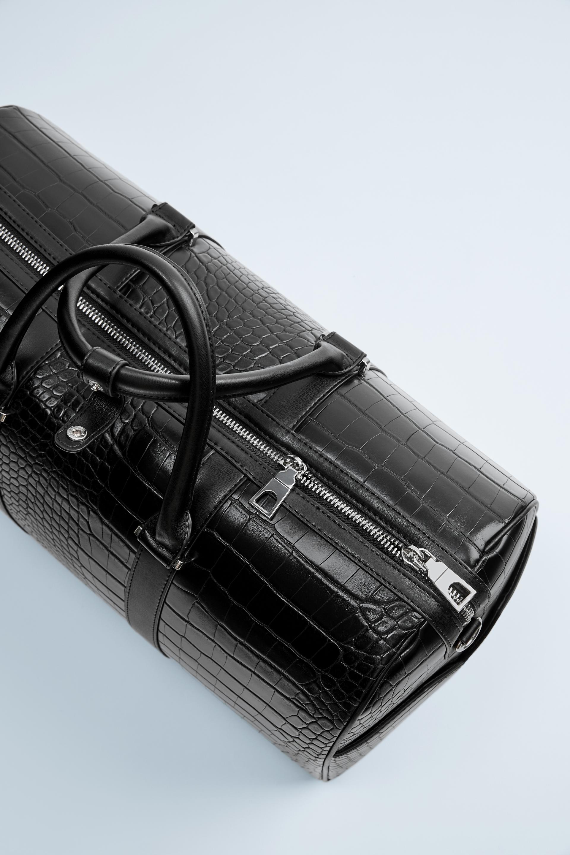 черная сумка-боулинг с эффектом крокодиловой кожи ЧЕРНЫЙ Zara