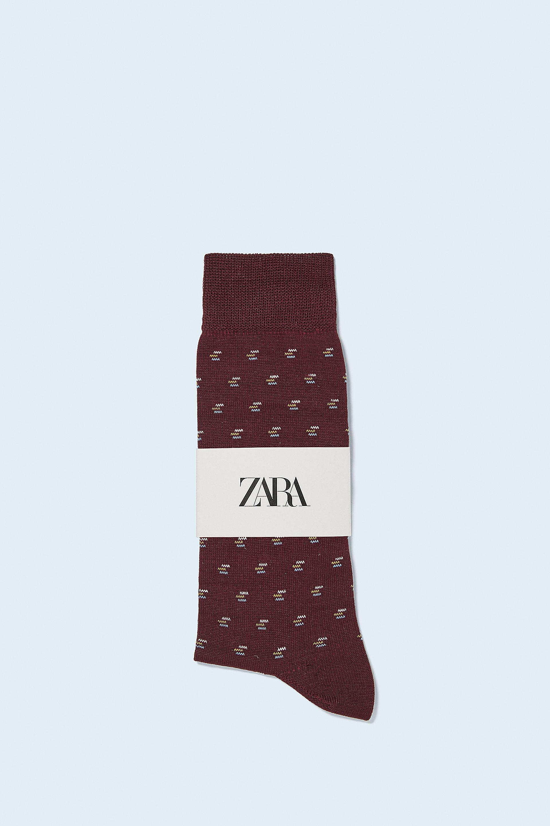 жаккардовые носки с геометрическим узором ГРАНАТОВЫЙ Zara