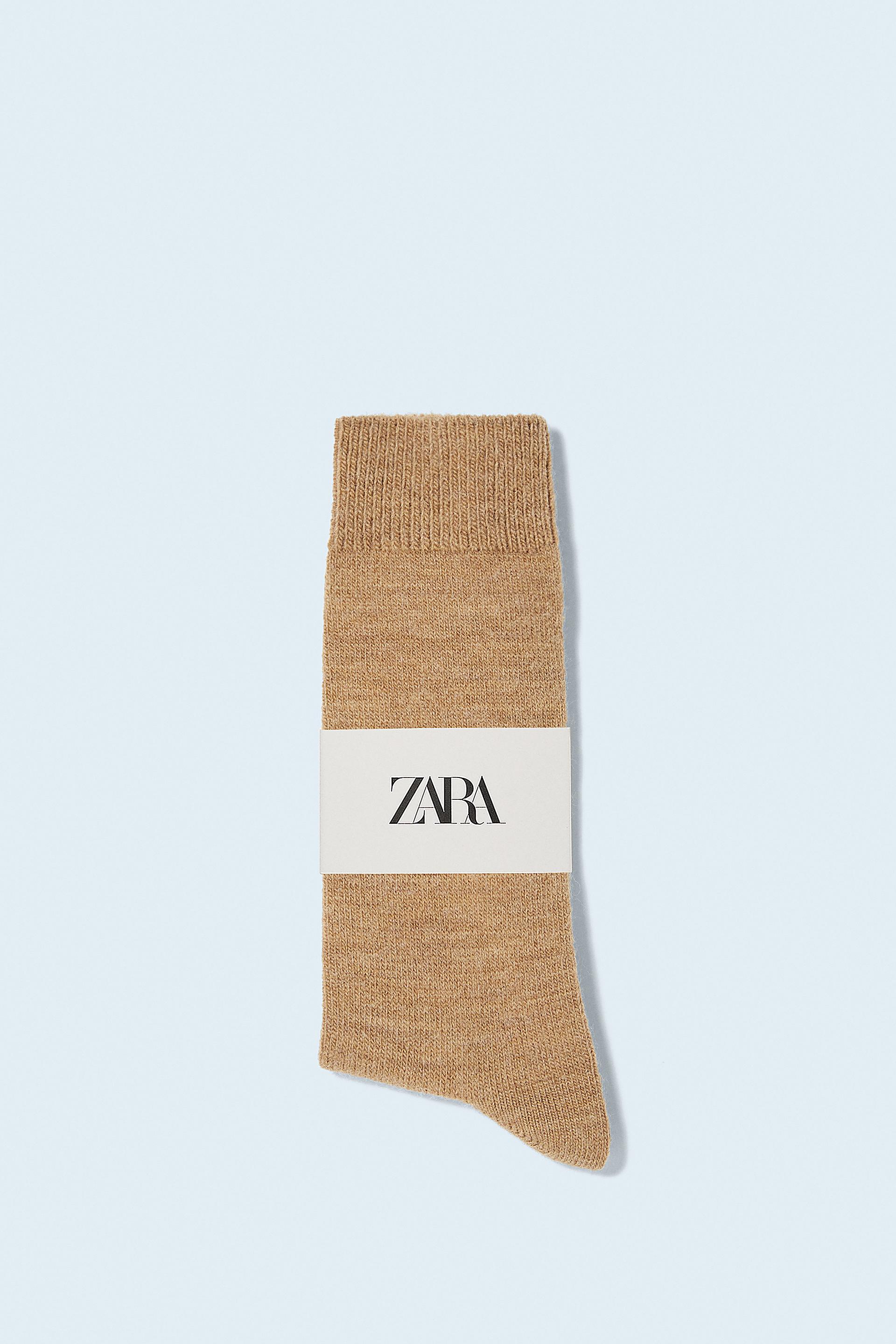 БЕЖЕВЫЙ носки из смесовой шерстяной пряжи с рельефным узором Zara