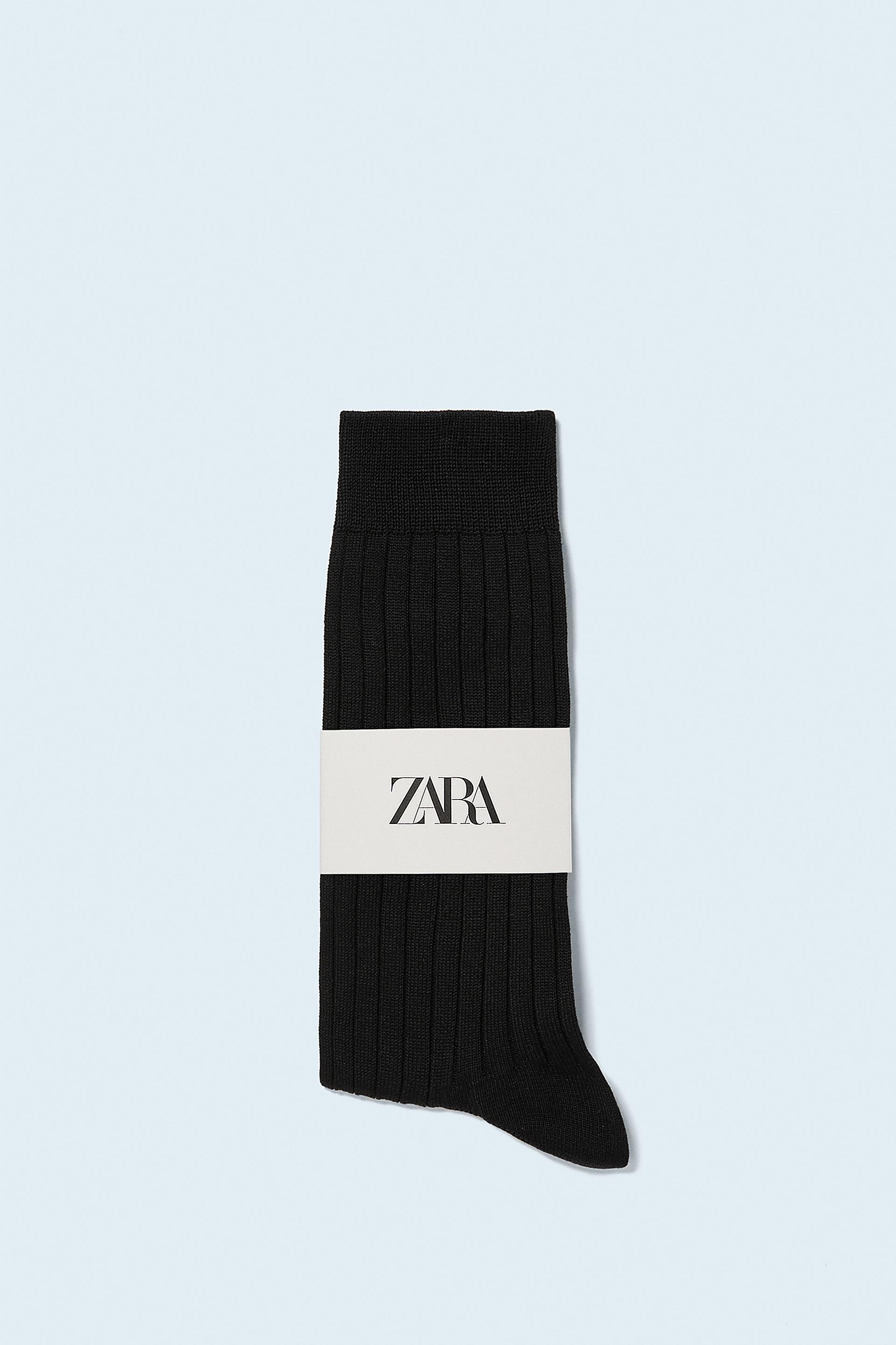 ЧЕРНЫЙ носки из прочного хлопка в рубчик Zara