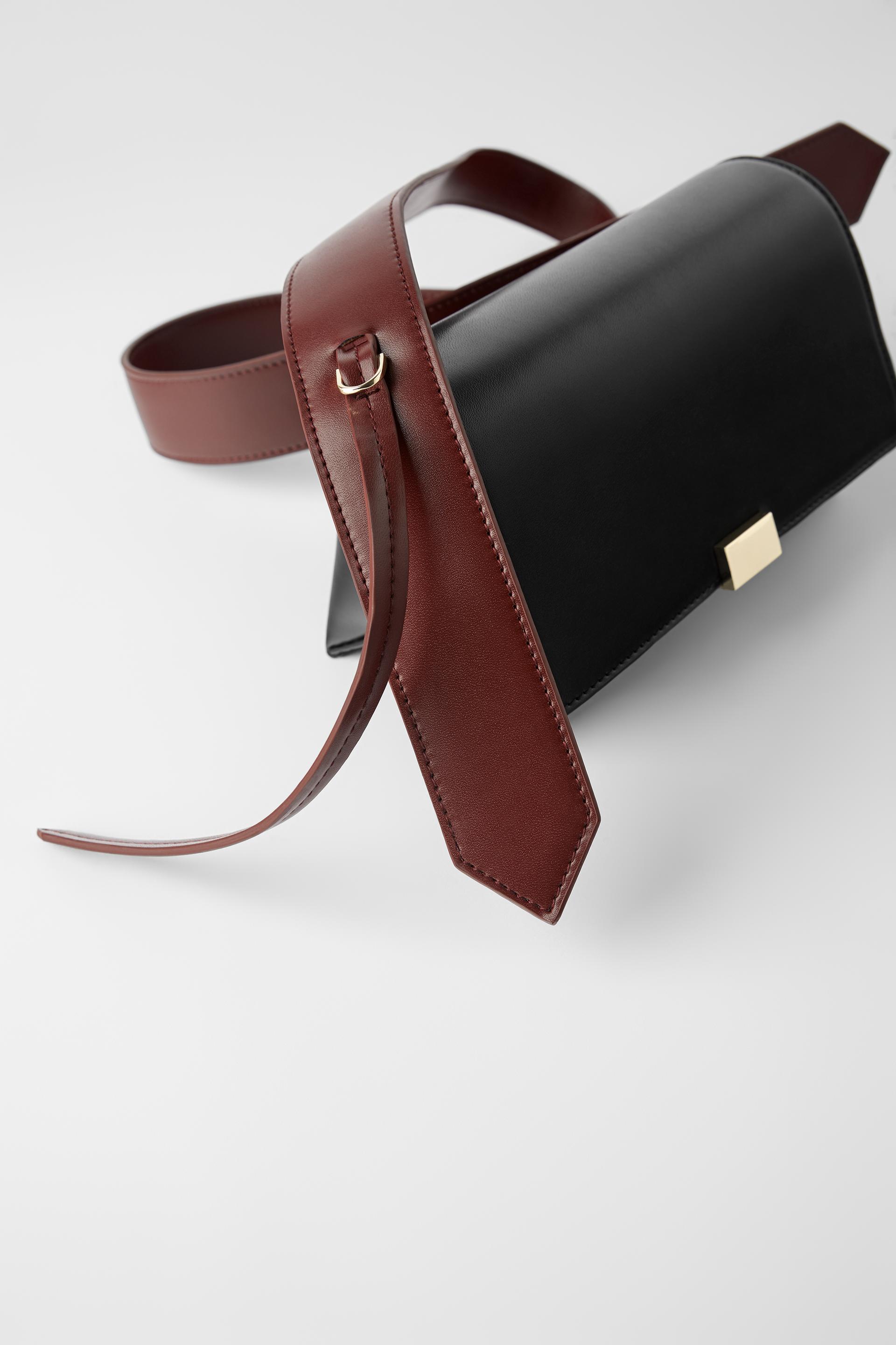 миниатюрная сумка с контрастным плечевым ремнем ЧЕРНЫЙ Zara