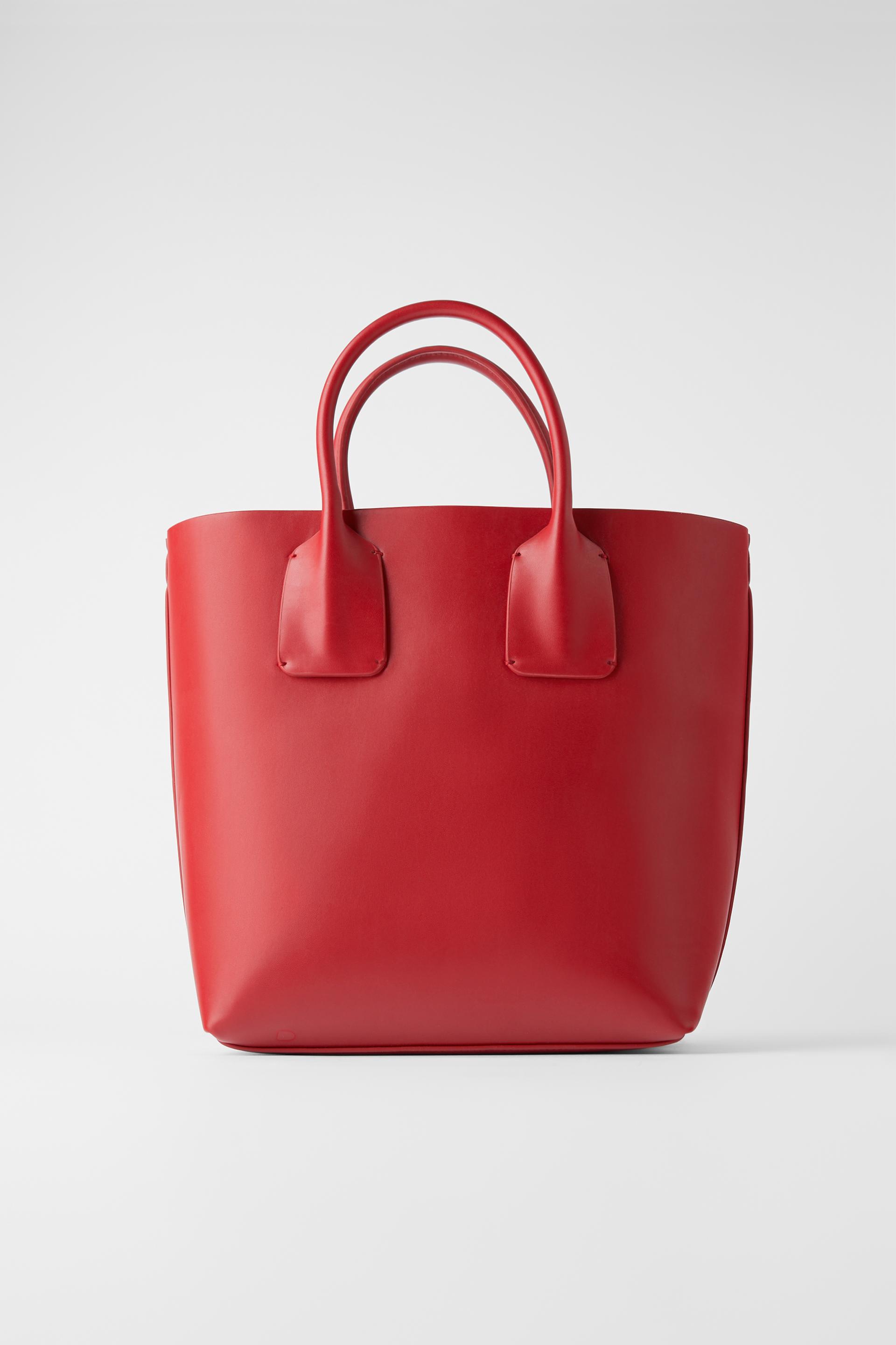 КРАСНЫЙ жесткая сумка-тоут в минималистском стиле Zara