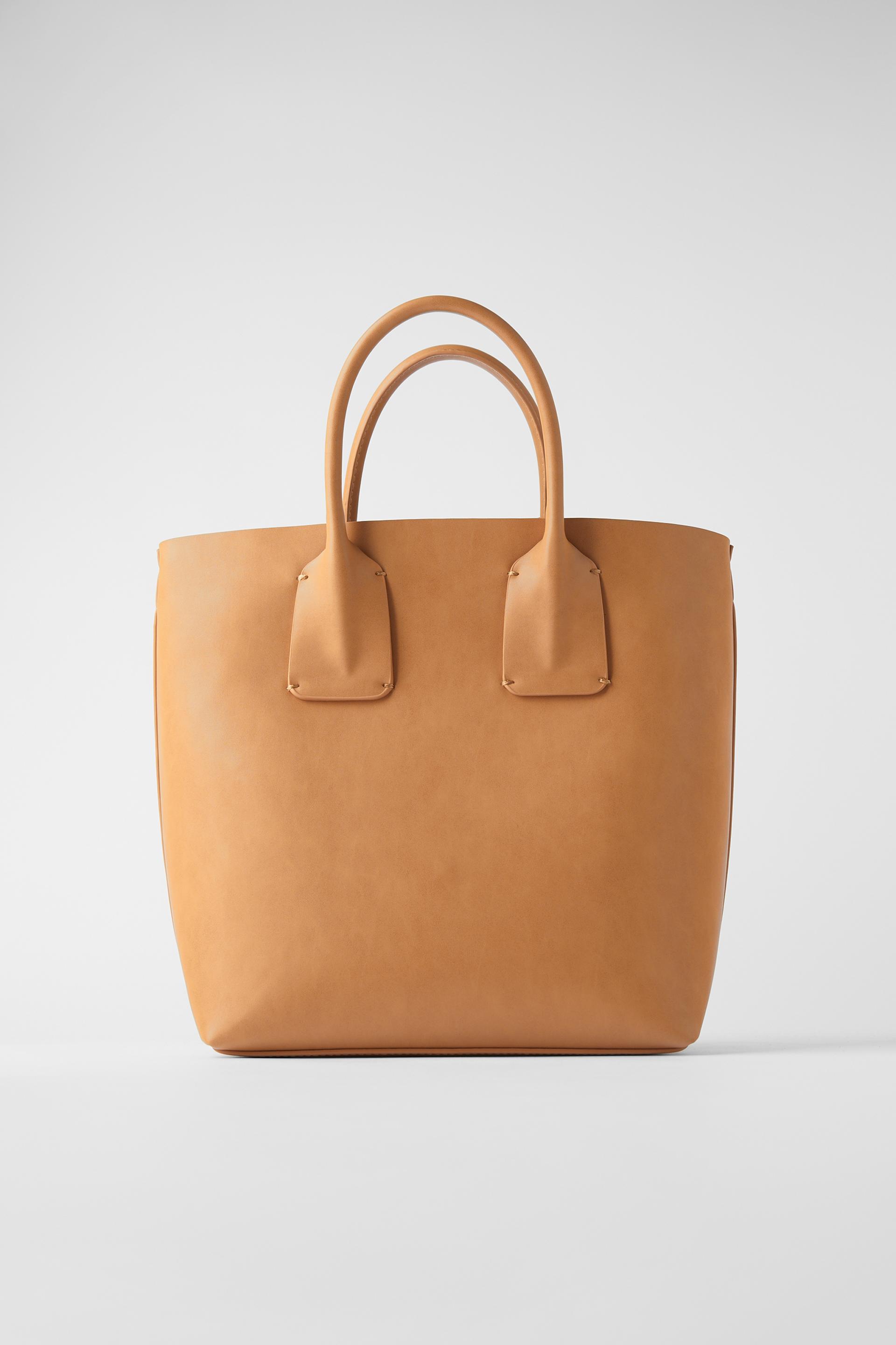 жесткая сумка-тоут в минималистском стиле Бежево-коричневый Zara