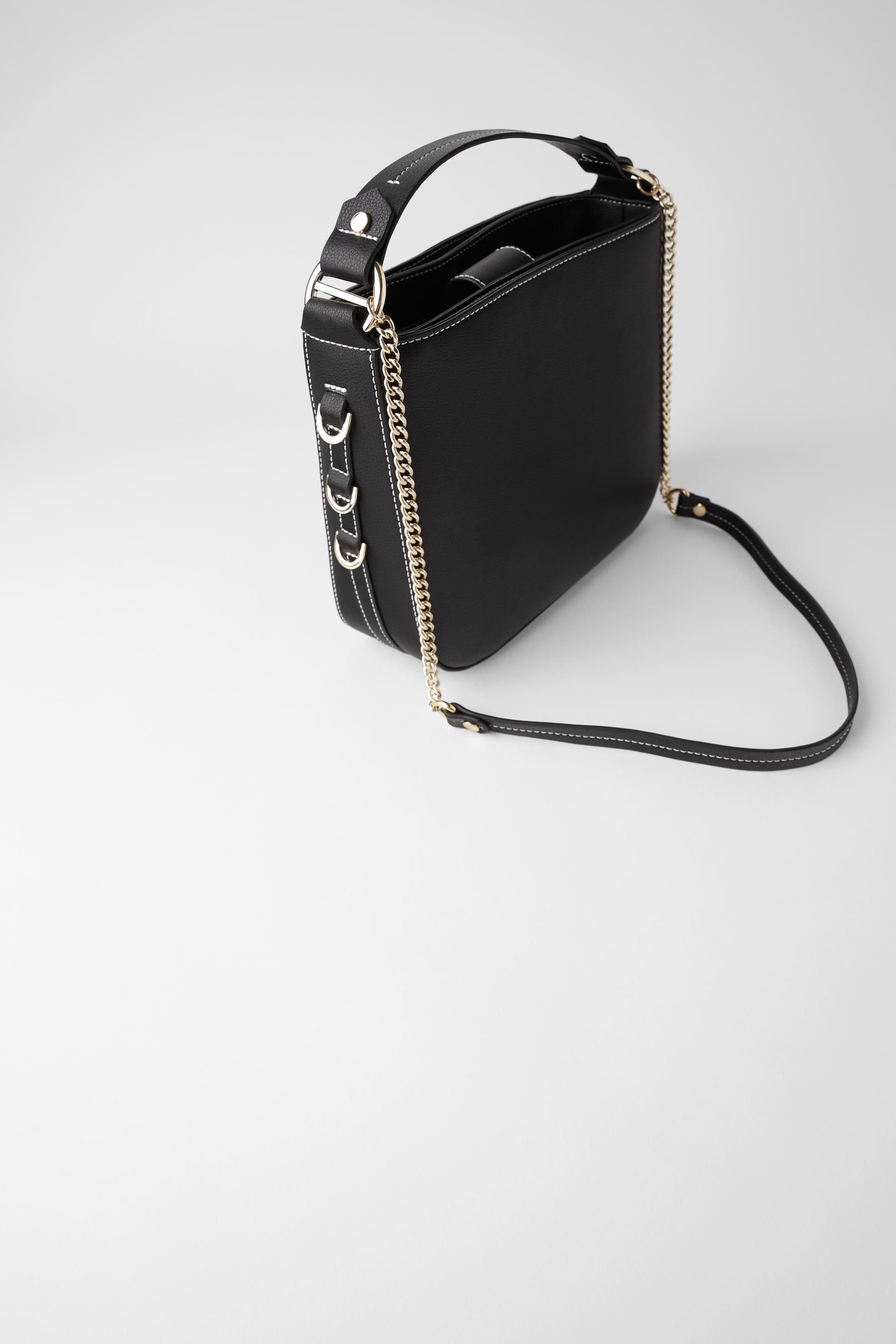 сумка-коробочка с металлическими деталями ЧЕРНЫЙ Zara