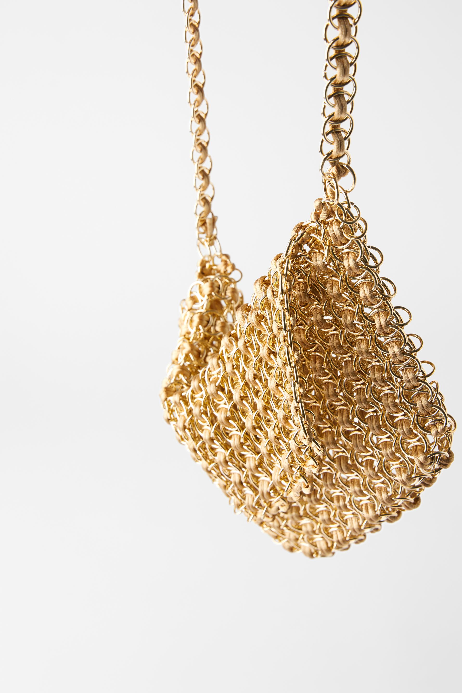 сумка с металлической сеткой Золотой Zara