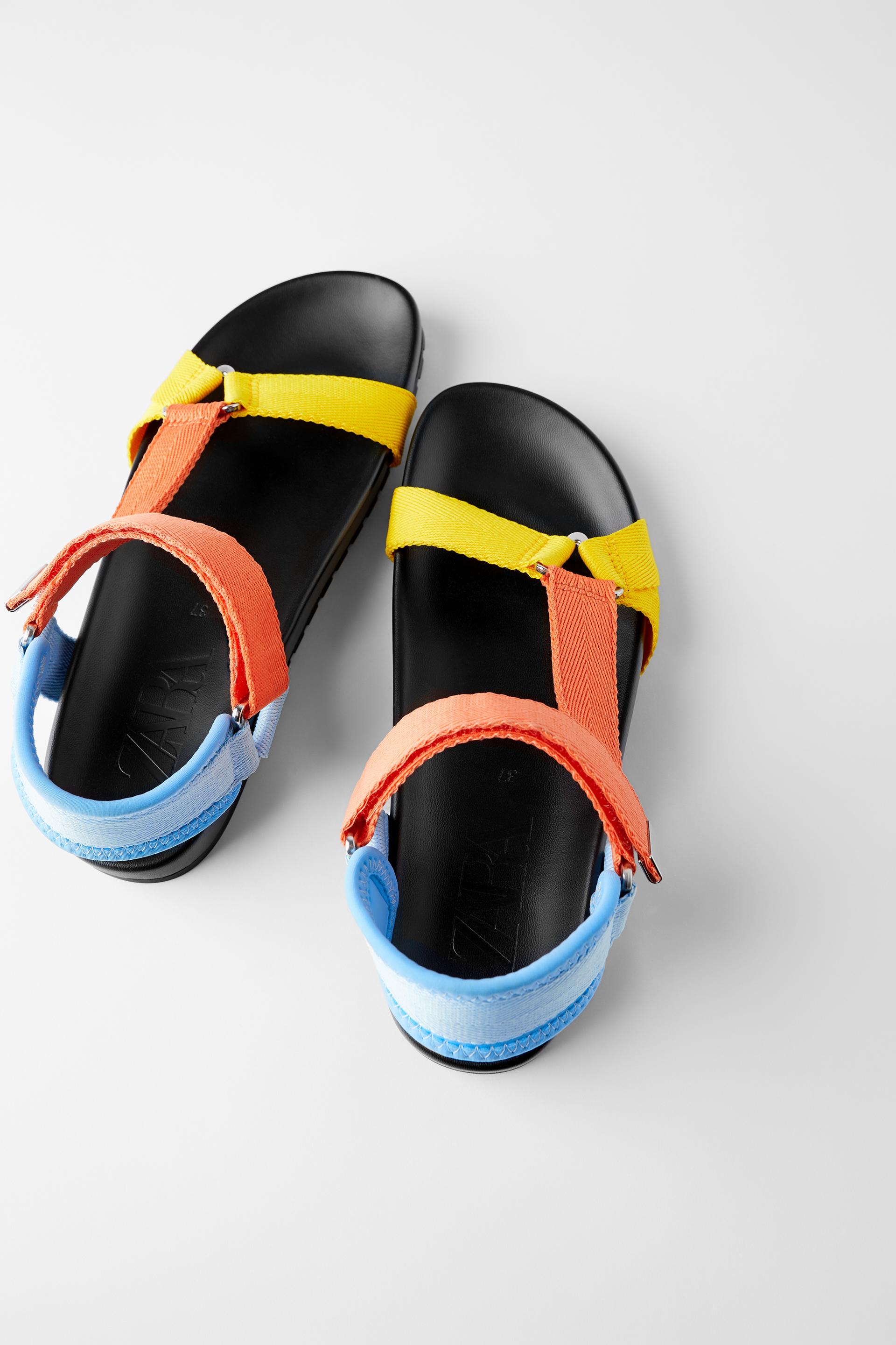 разноцветные сандалии на плоской подошве РАЗНОЦВЕТНЫЙ Zara