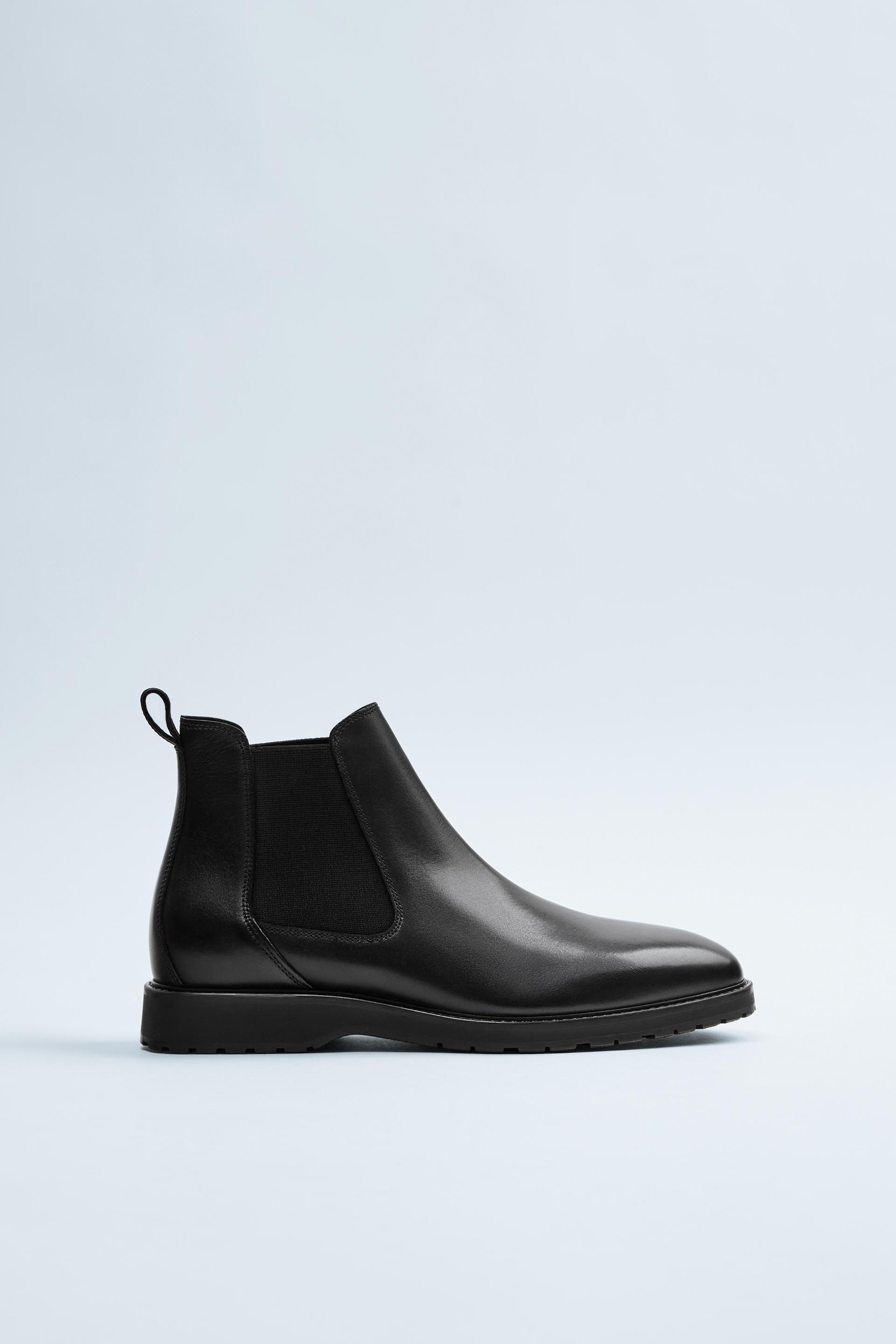 черные кожаные ботинки в спортивном стиле ЧЕРНЫЙ Zara
