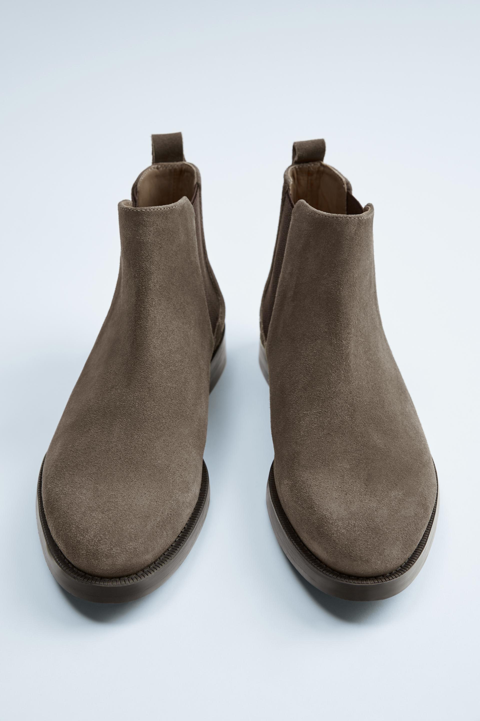 серо-коричневые замшевые ботинки СЕРЫЙ Zara