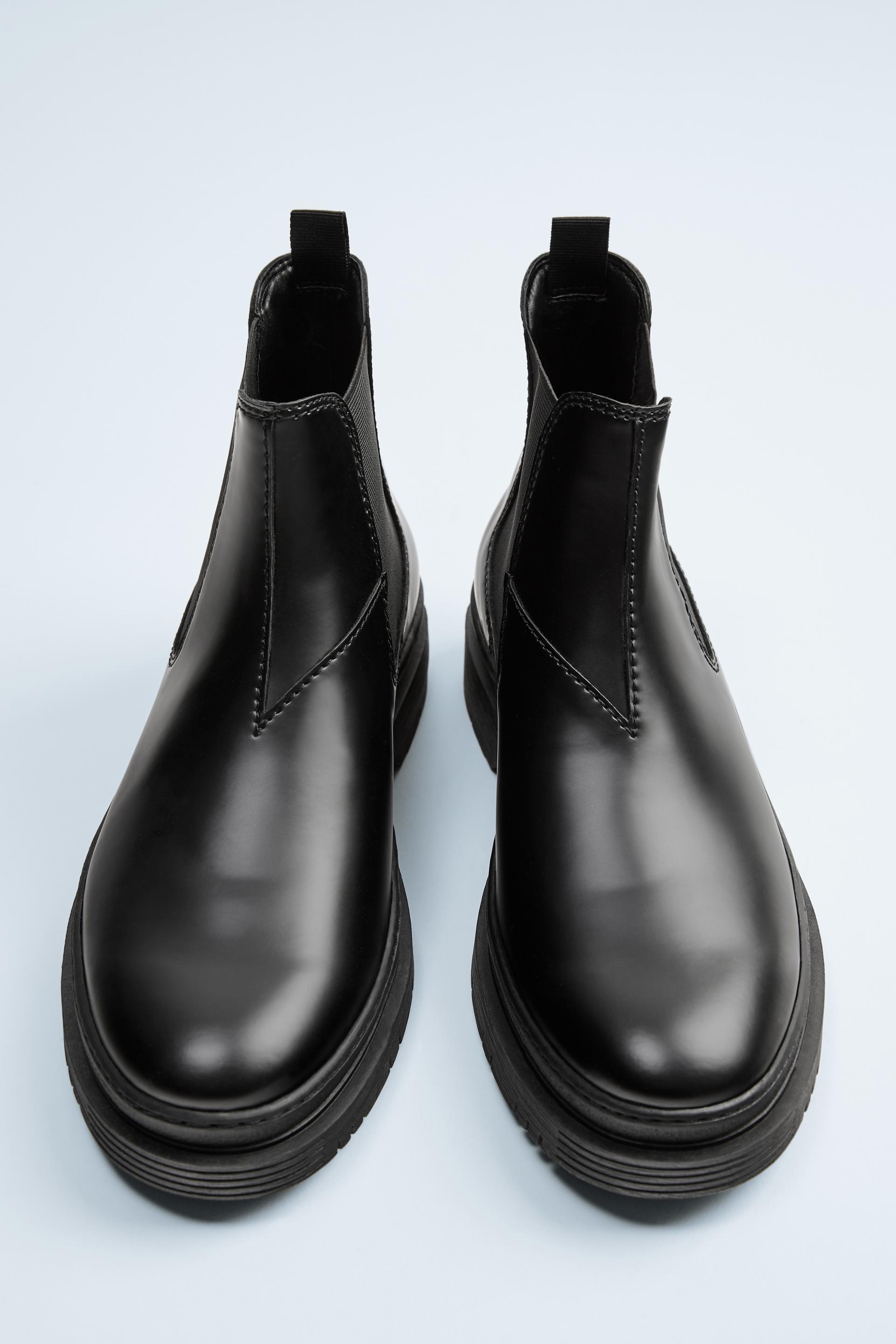 черные ботинки на рифленой подошве ЧЕРНЫЙ Zara