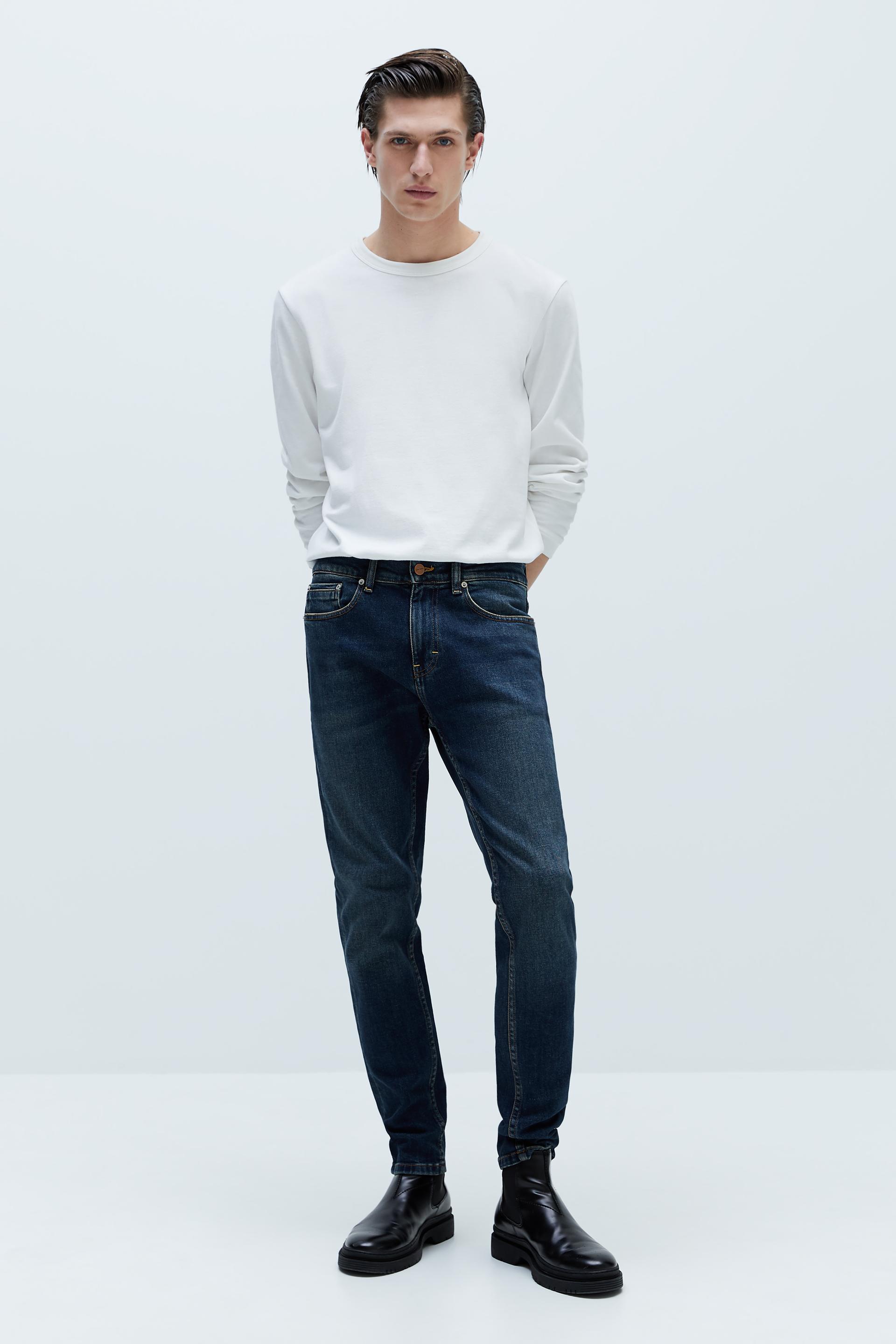 ТЕМНО-СИНИЙ базовые джинсы облегающего кроя Zara