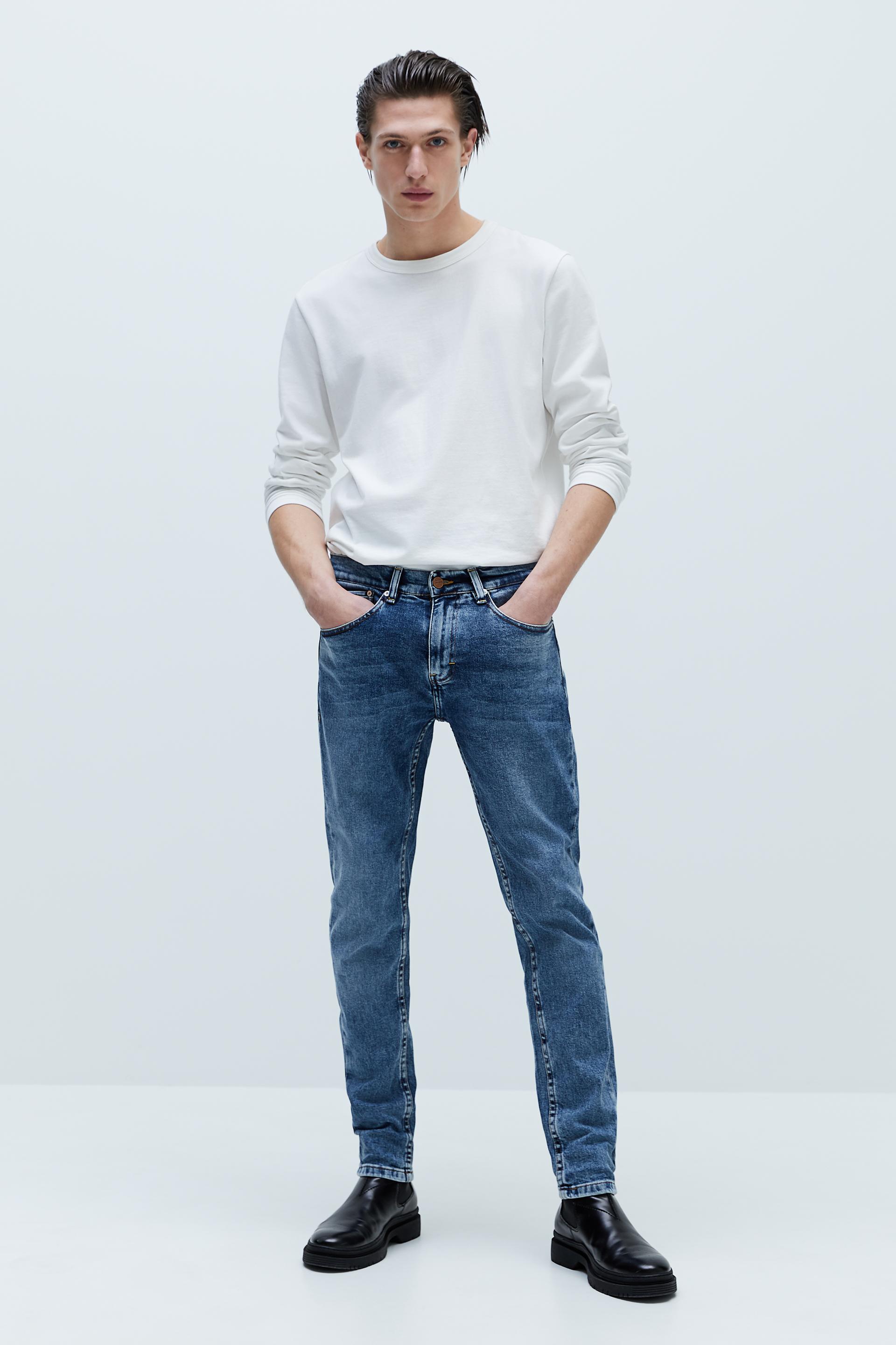 ГОЛУБОЙ базовые джинсы облегающего кроя Zara