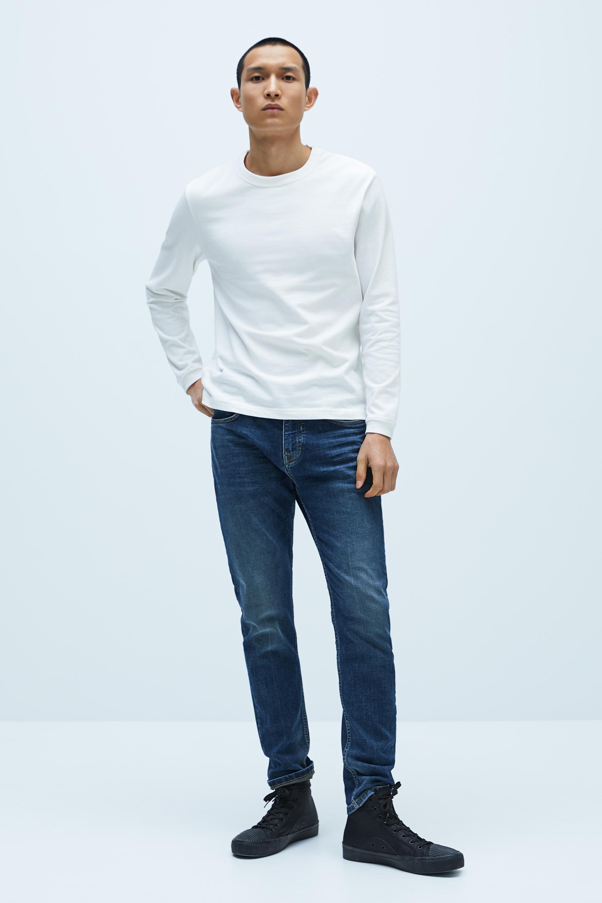 ЗЕЛЕНОВАТО-СИНИЙ базовые джинсы облегающего кроя Zara