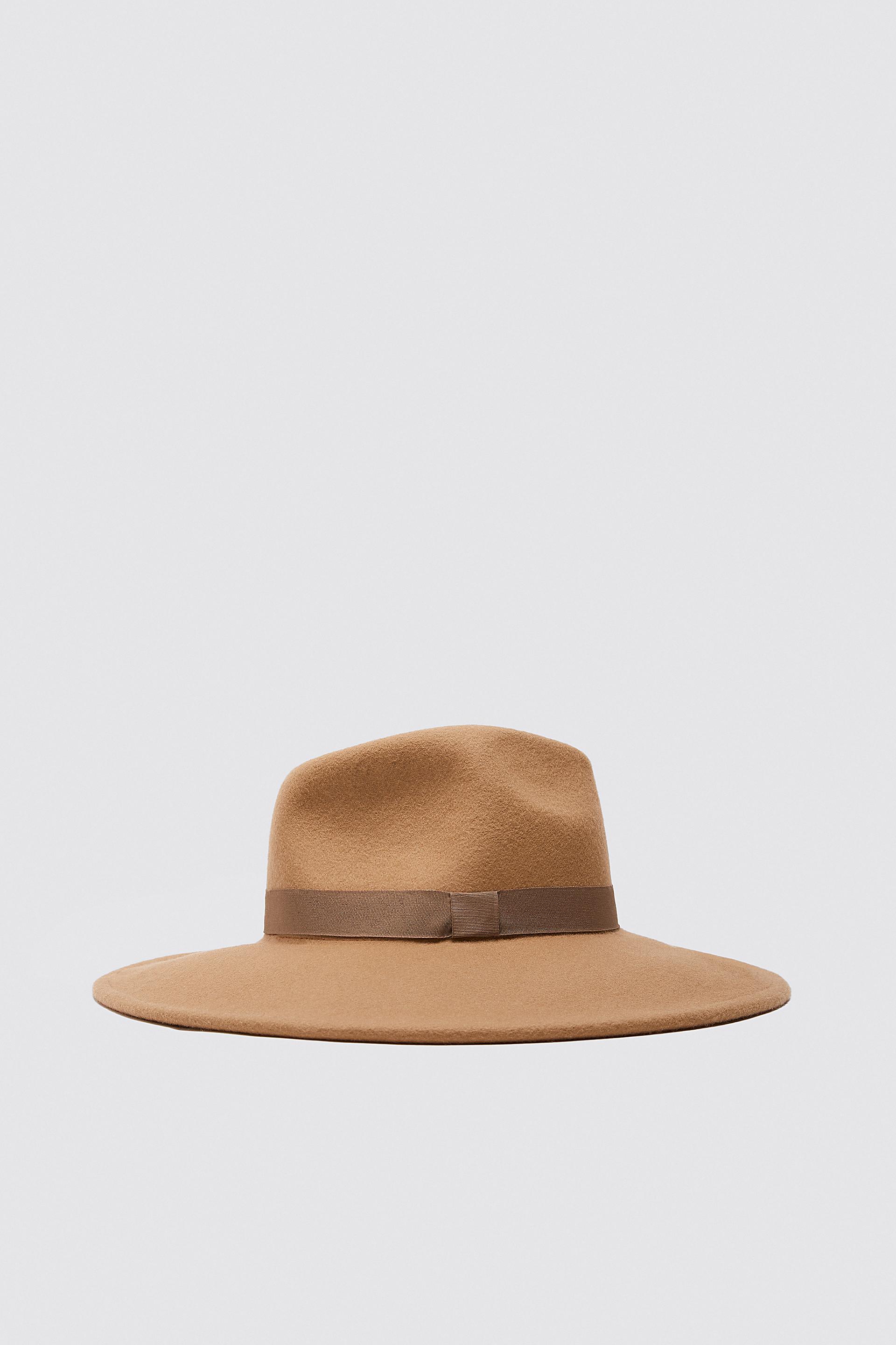 шляпа с полями Светлый желто-коричневый Zara
