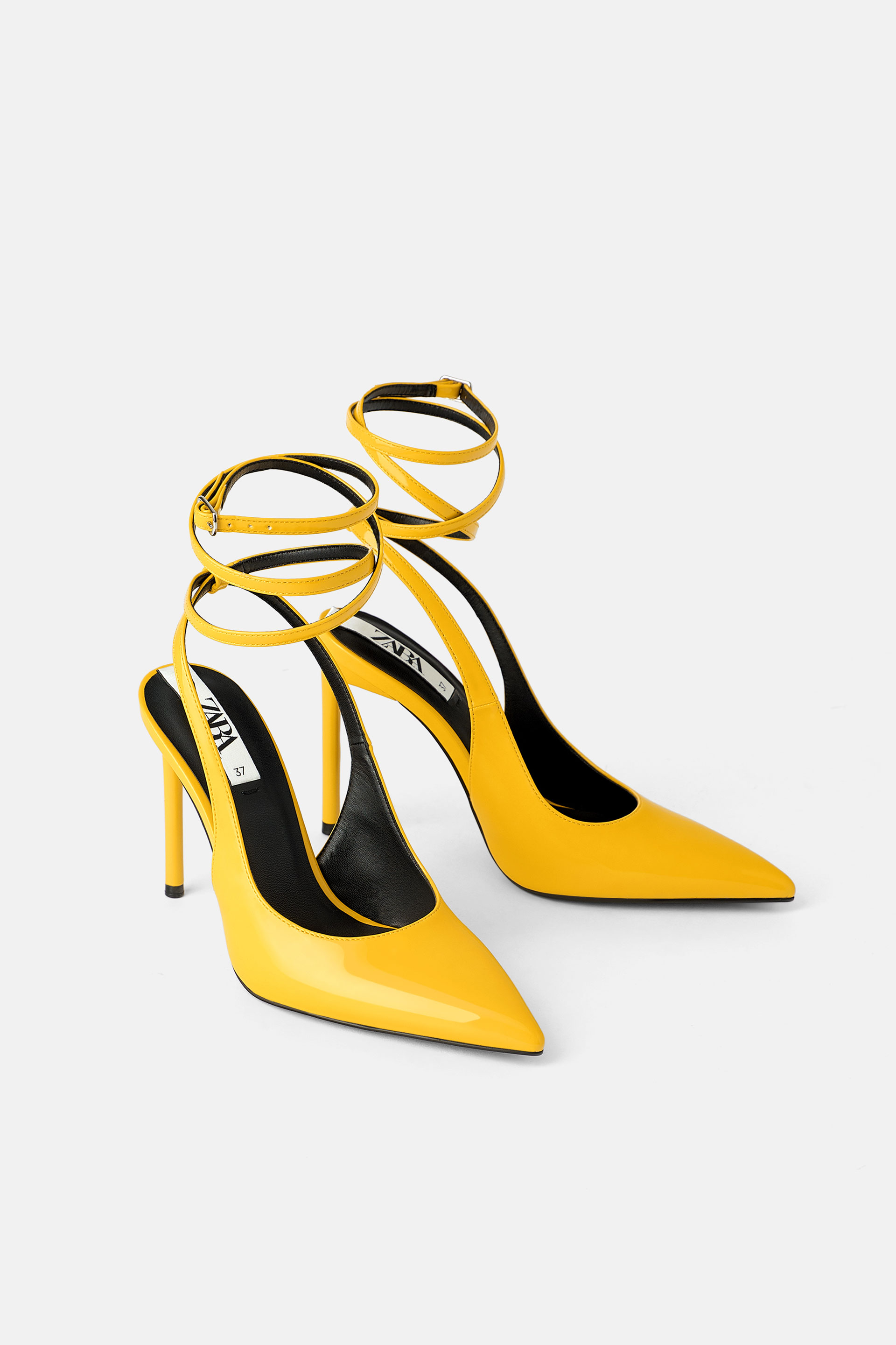 лакированные туфли на каблуке Желтый Zara