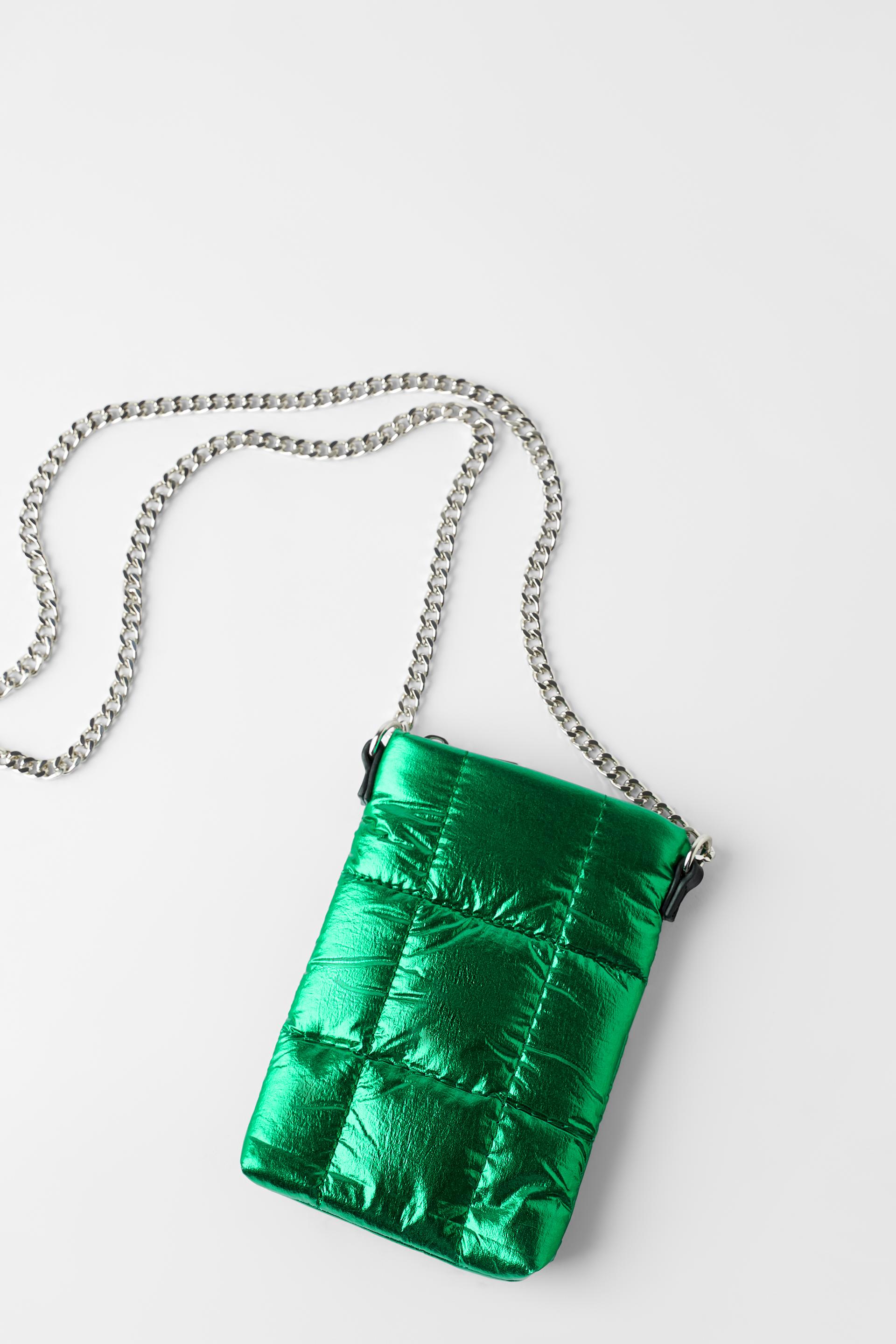 стеганый чехол для мобильного телефона с металлическим блеском Зеленый Zara