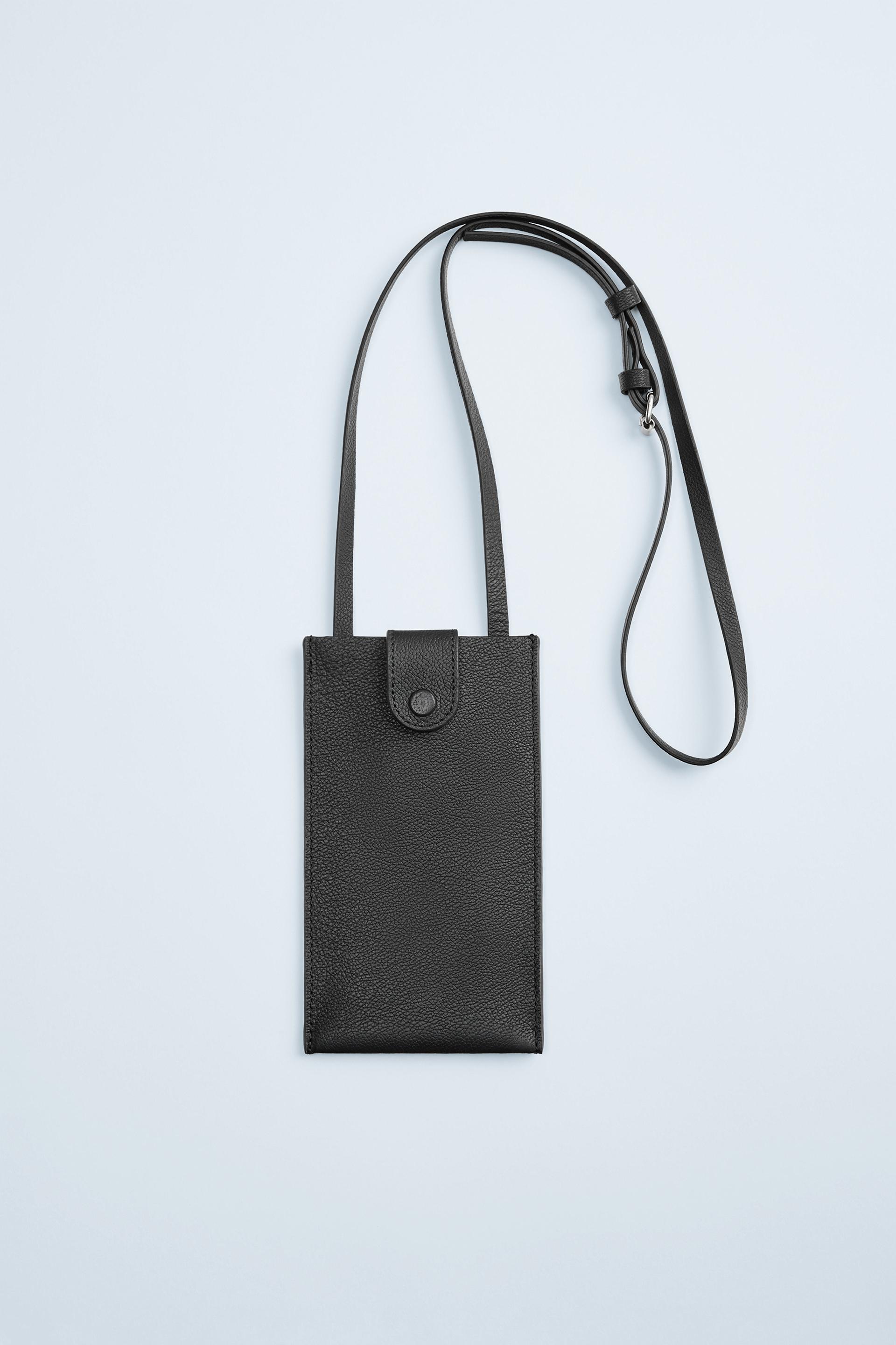 ЧЕРНЫЙ однотонный кожаный чехол для мобильного телефона Zara
