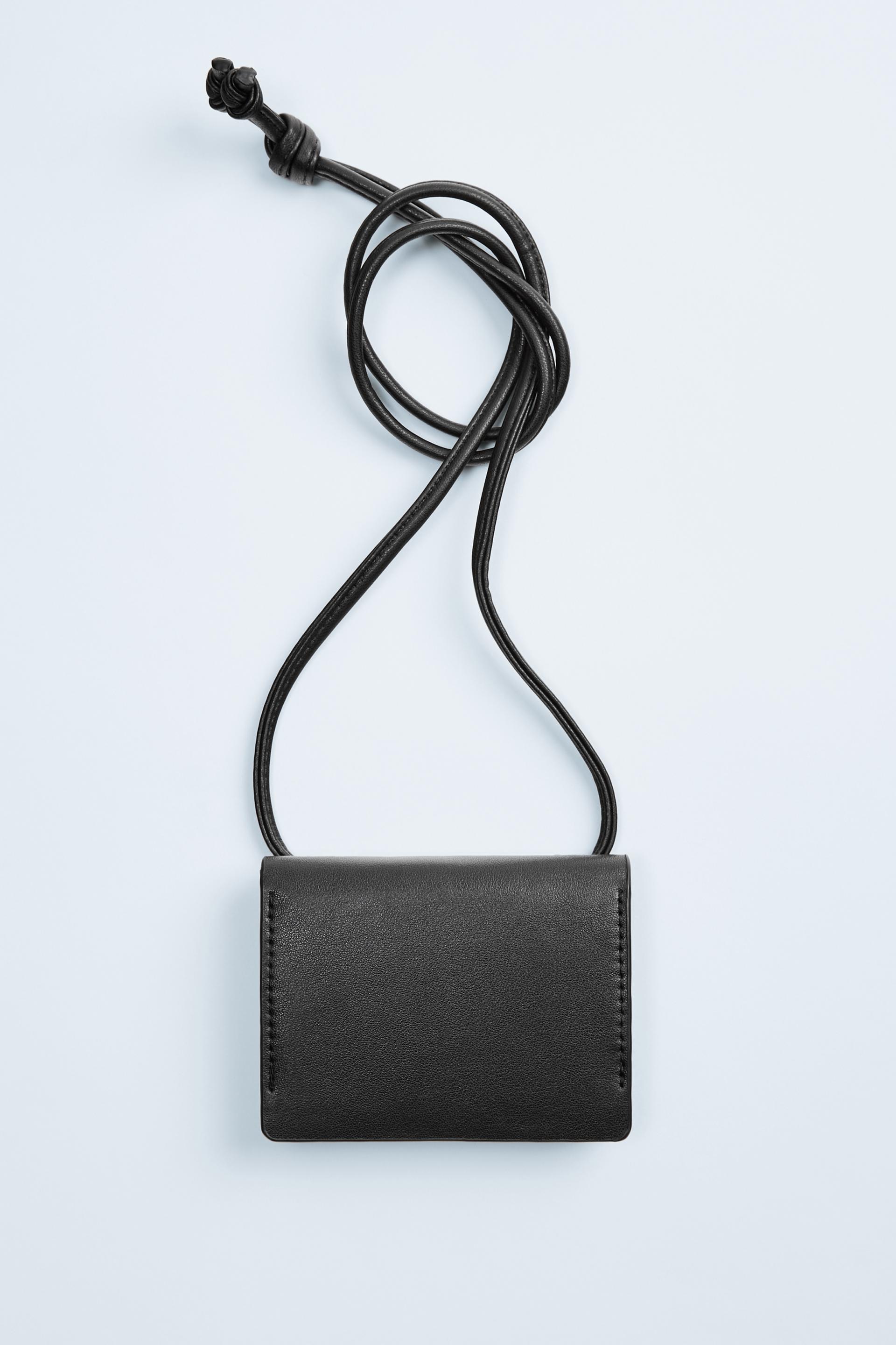 ЧЕРНЫЙ карманный кошелек для карточек со шнурком Zara