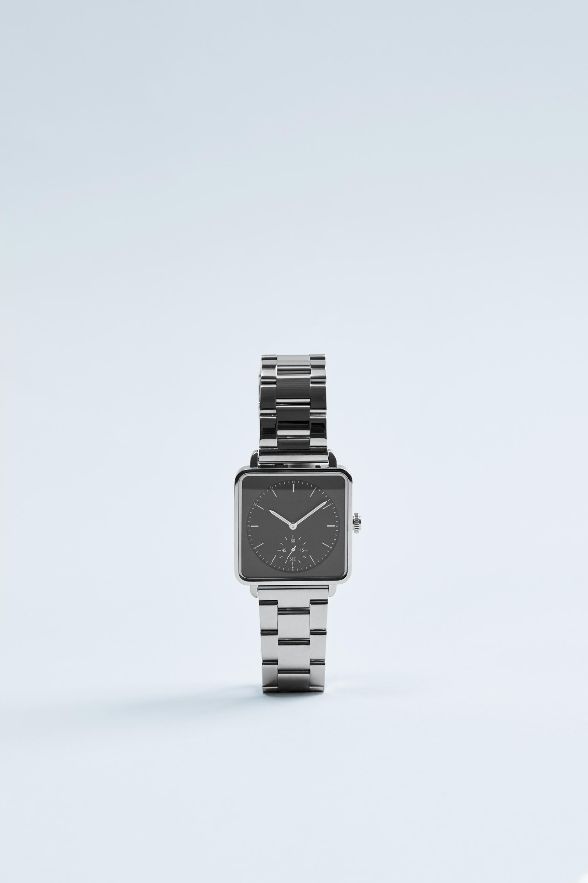 часы с квадратным корпусом и металлическим ремешком СЕРЕБРИСТЫЙ Zara