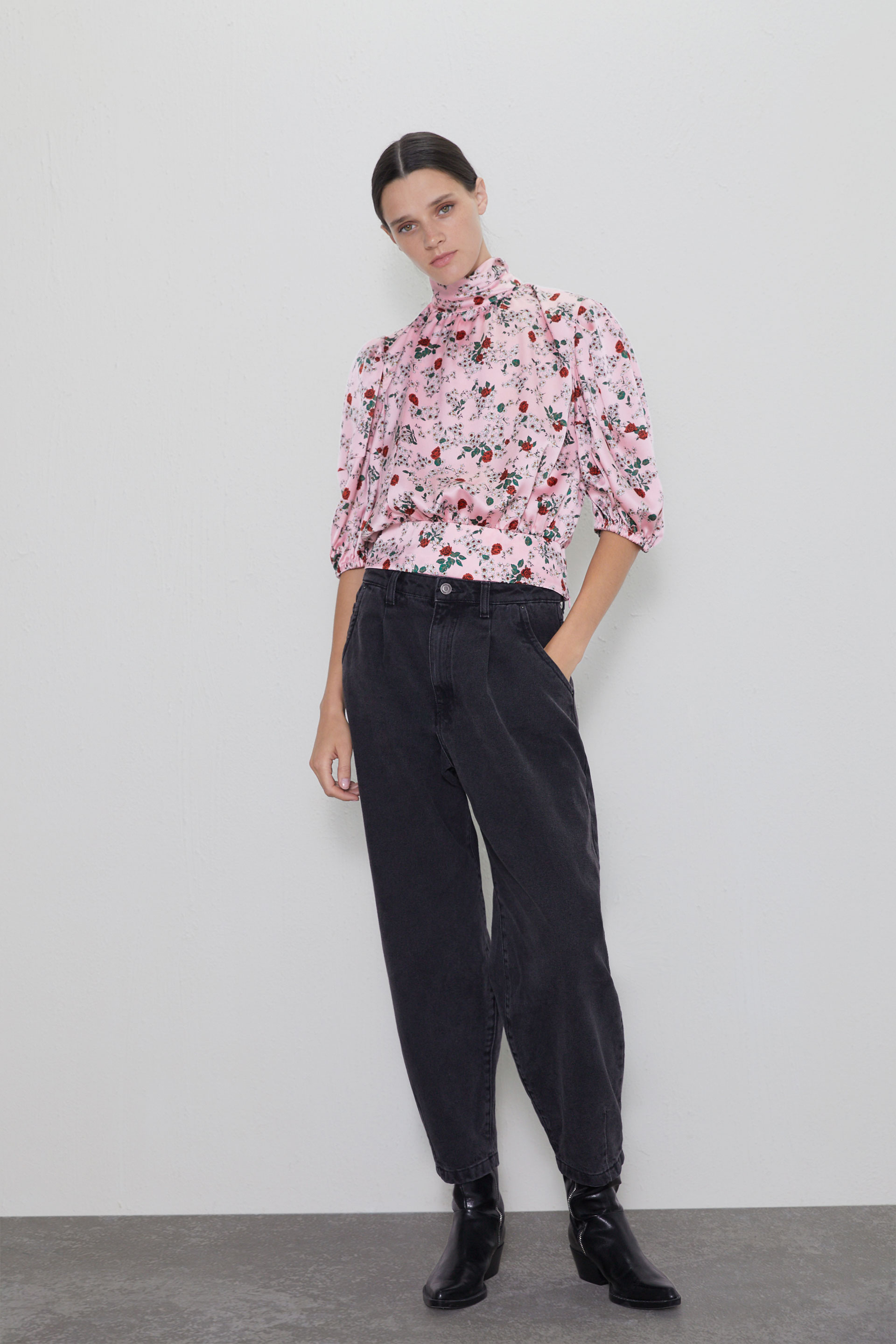 блуза с цветочным принтом Разноцветный Zara