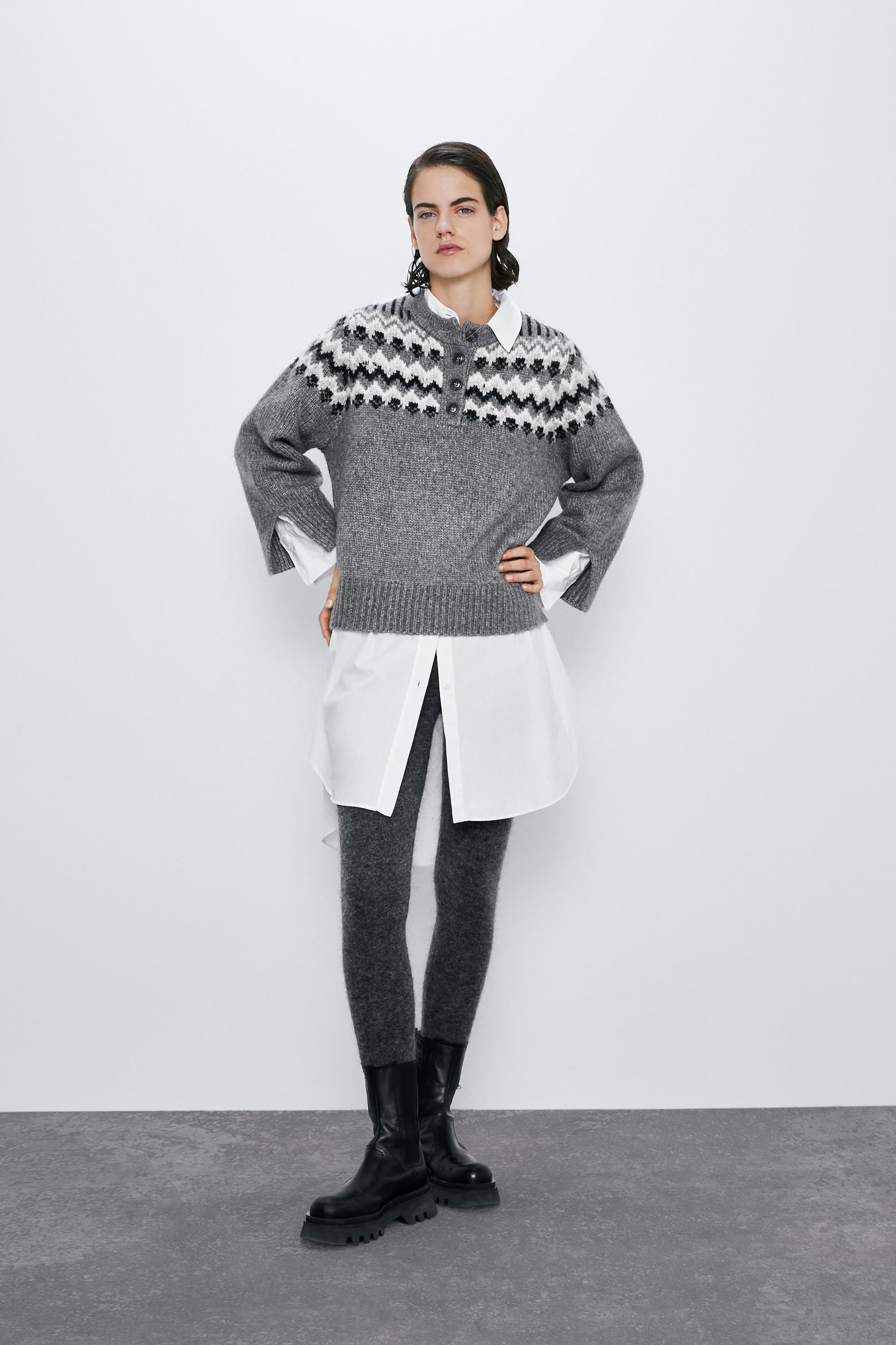 свитер из шерсти с альпакой Серый Zara