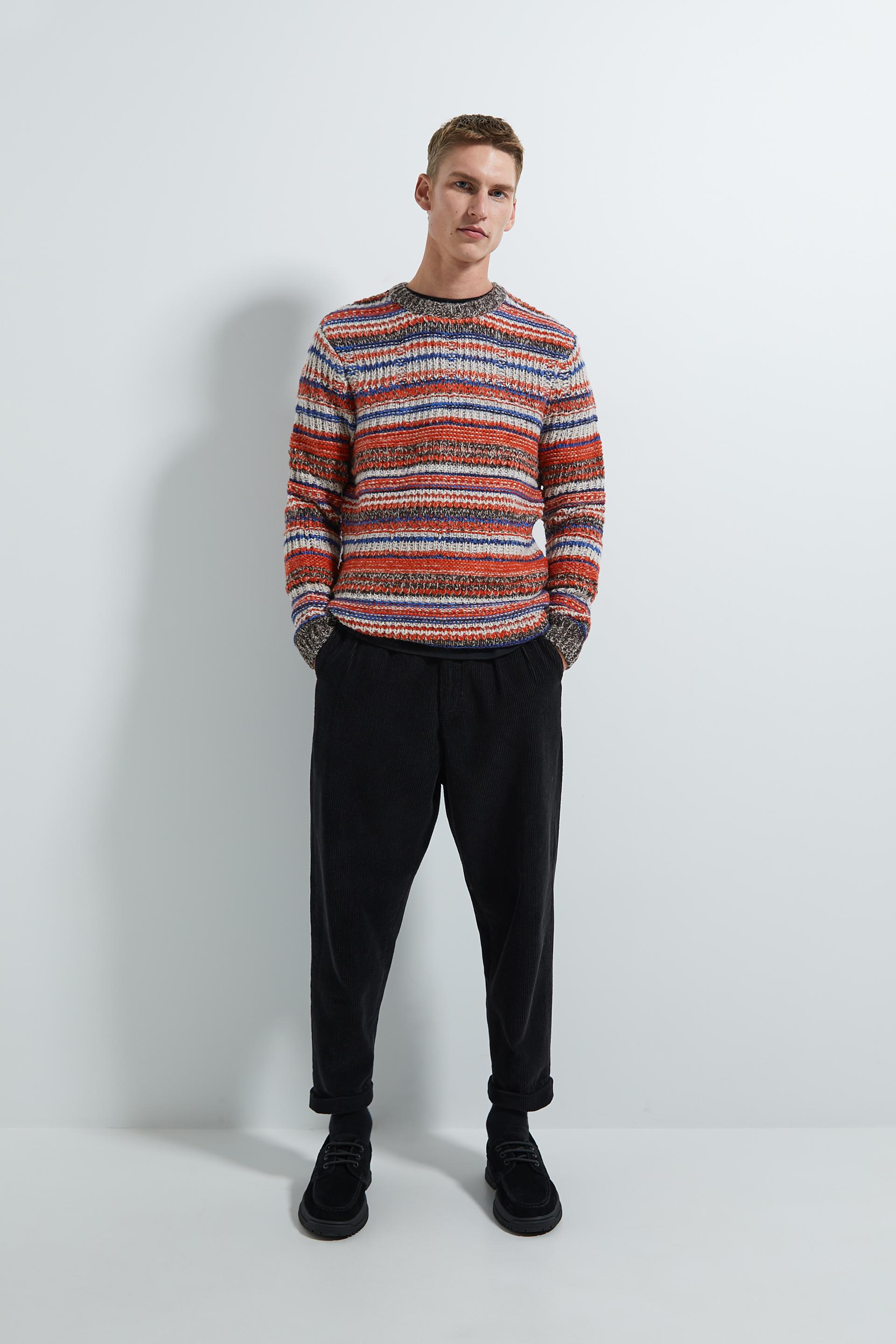 разноцветный свитер с рельефным узором ЯРКО-СИНИЙ Zara