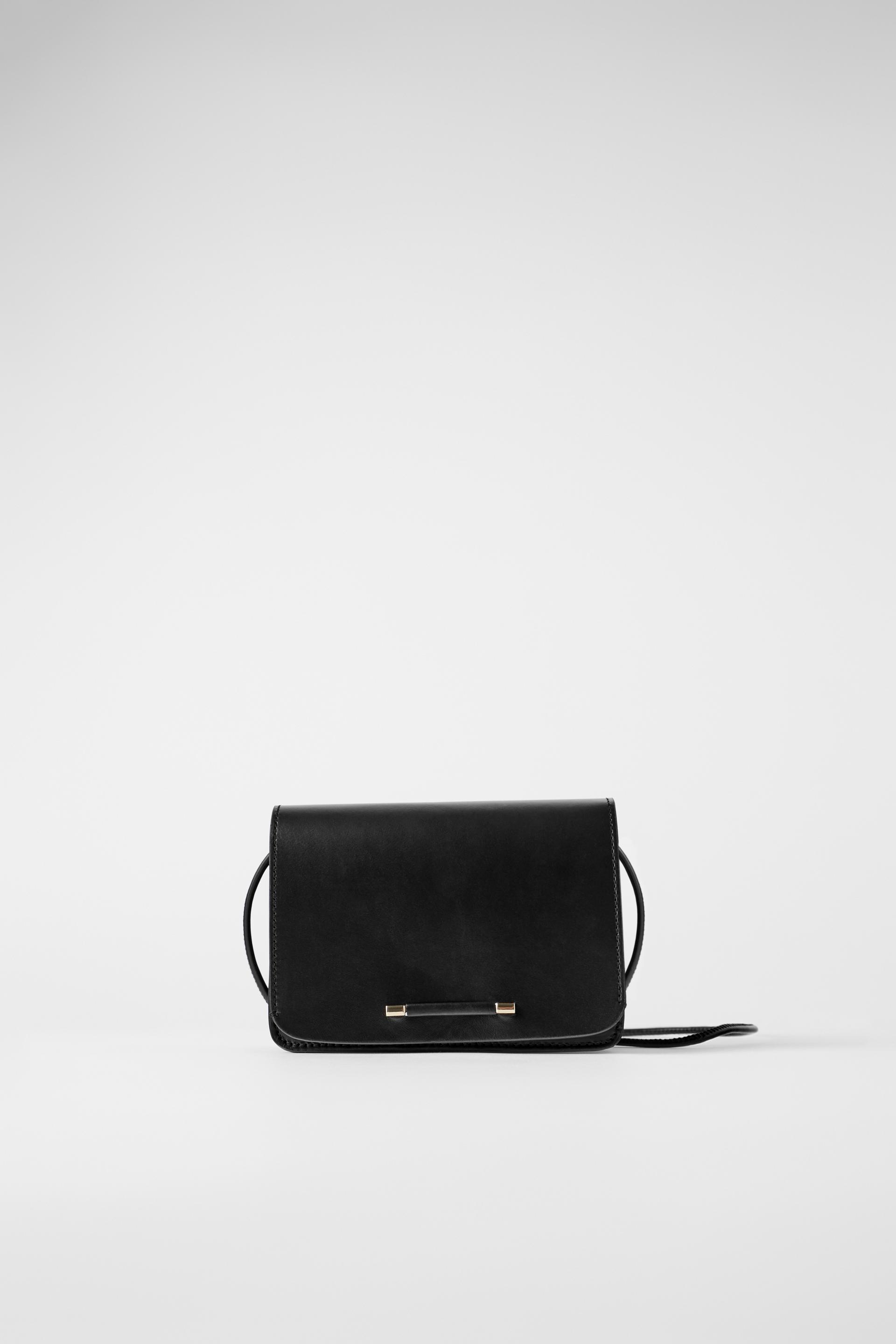 ЧЕРНЫЙ минималистичная черная кожаная сумка Zara