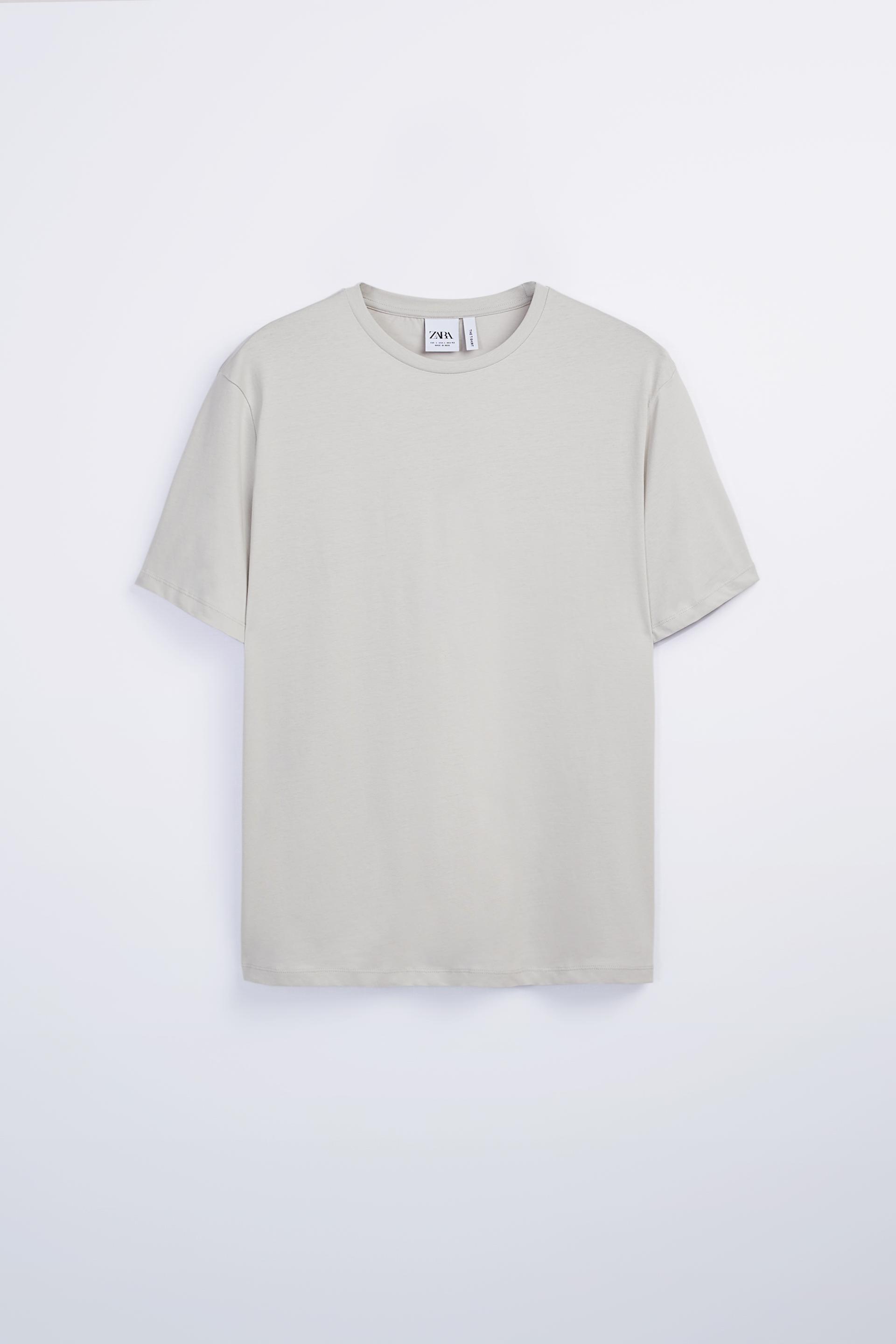 футболка классического кроя Серый Zara