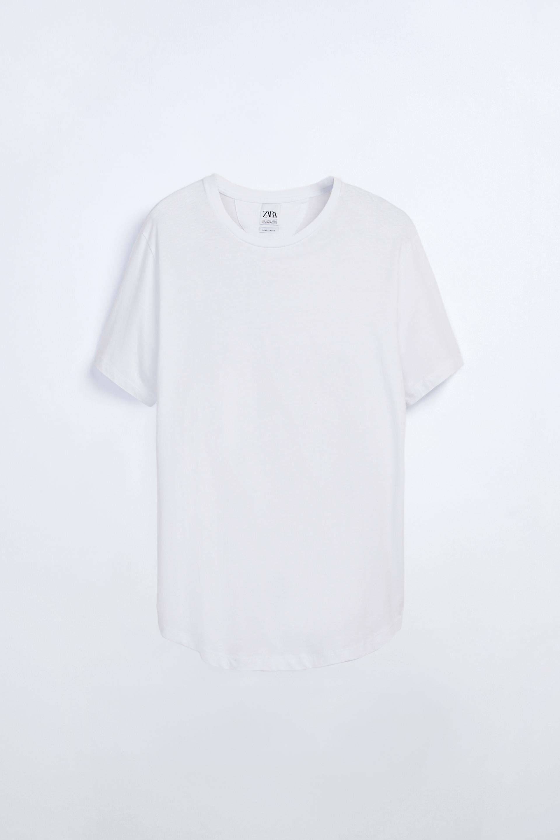 удлиненная футболка классического кроя БЕЛЫЙ Zara