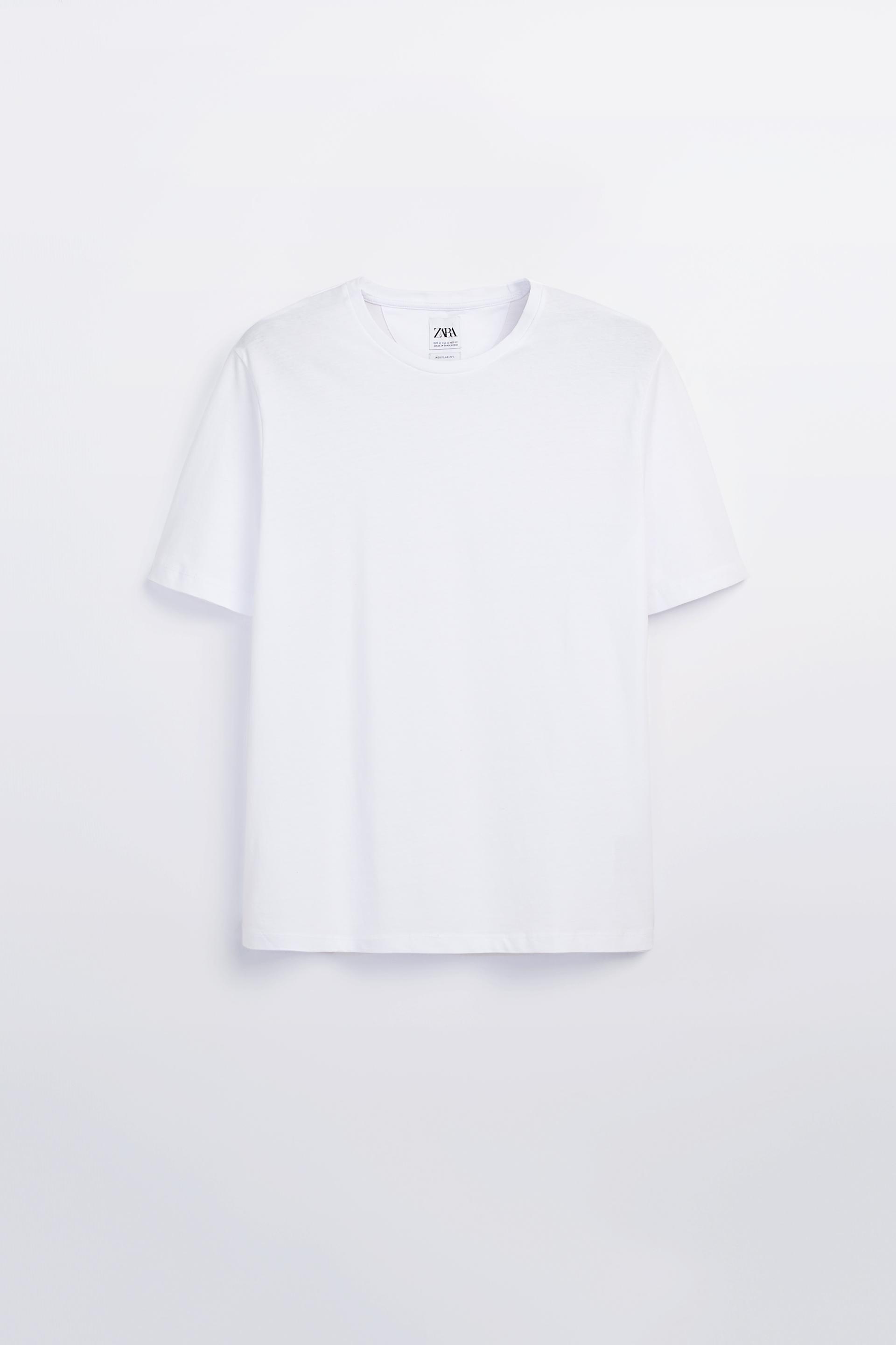 базовая футболка классического кроя БЕЛЫЙ Zara