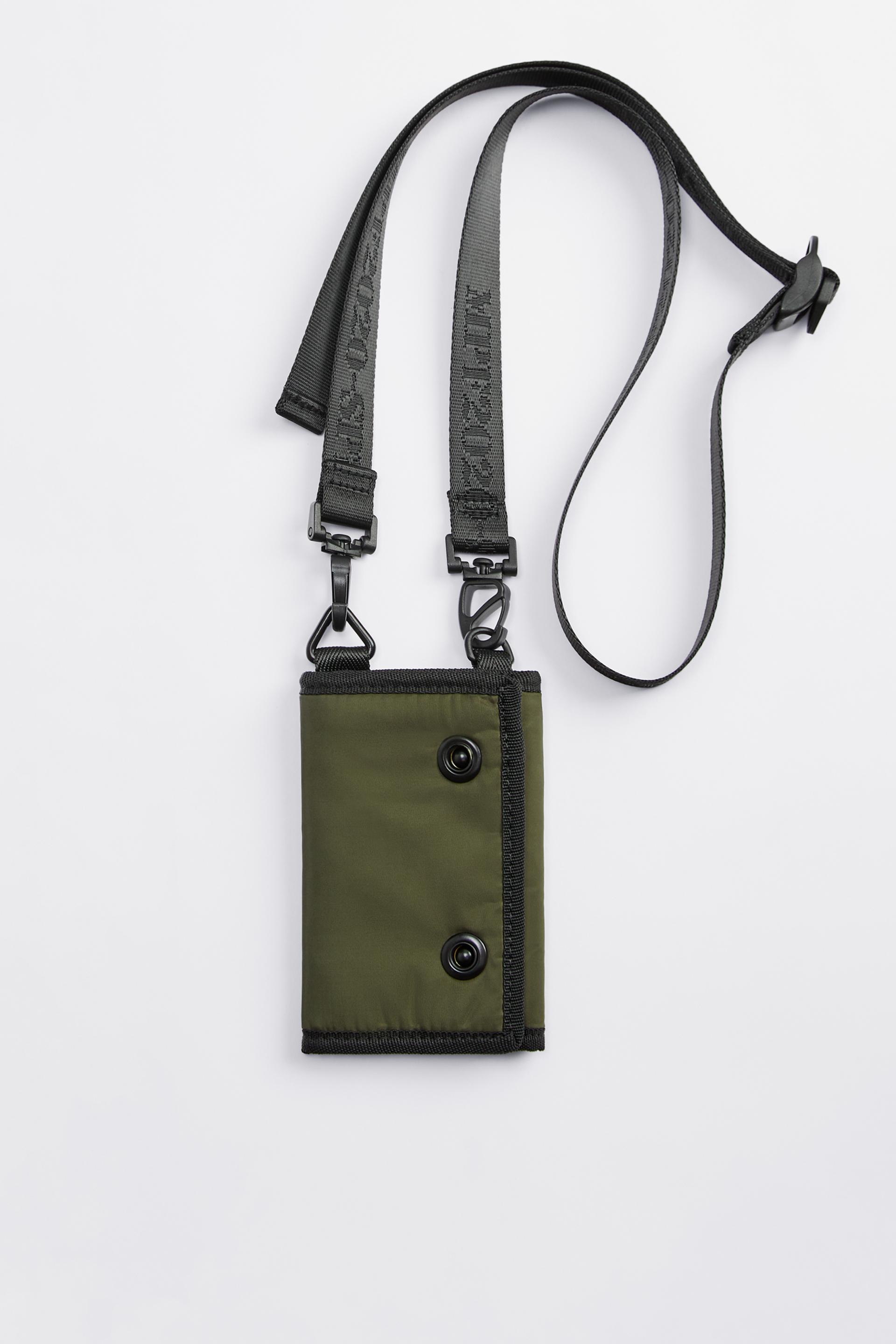 кошелек цвета хаки с надписью Зеленый хаки Zara