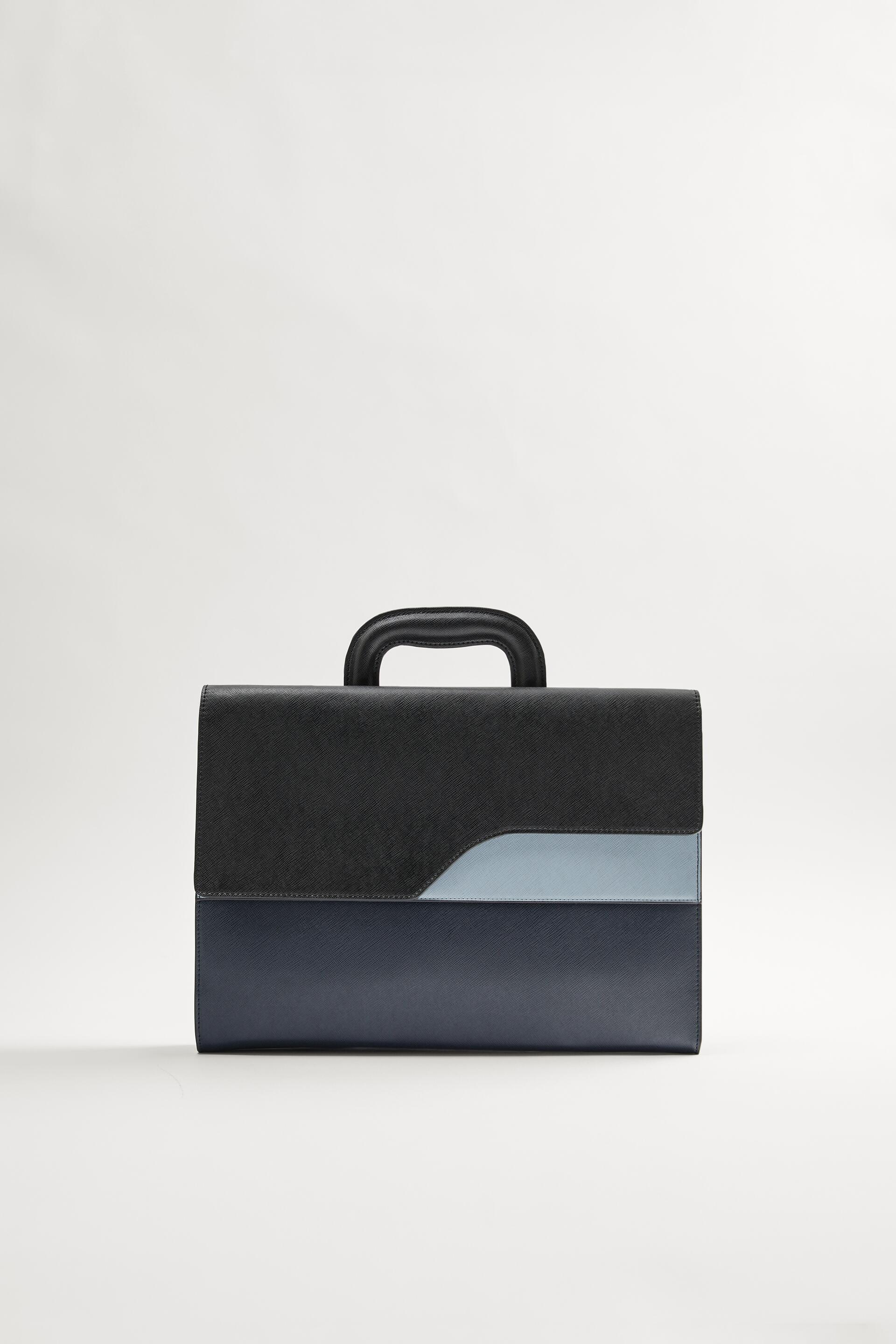 трехцветный портфель с двумя отделениями СИНИЙ Zara