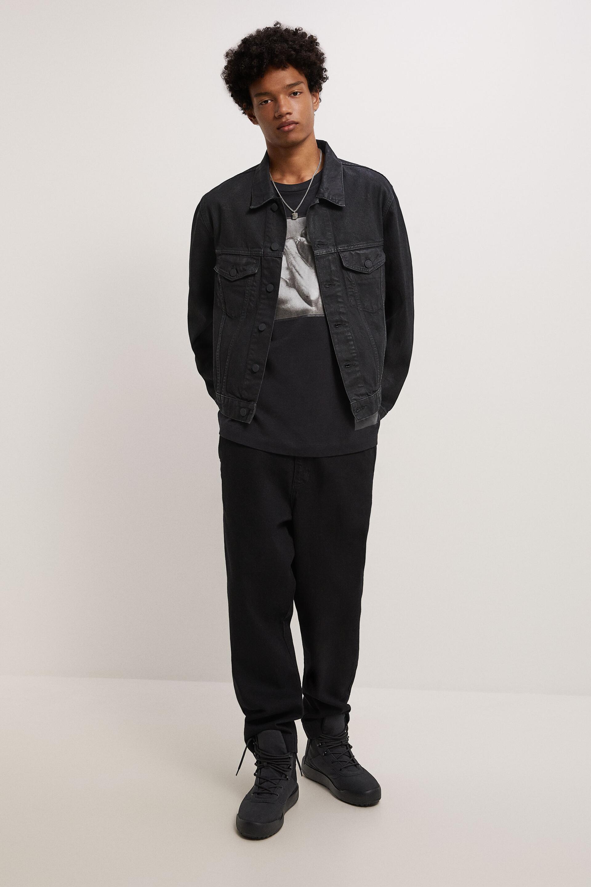 джинсовая куртка с вощеным покрытием ЧЕРНЫЙ Zara