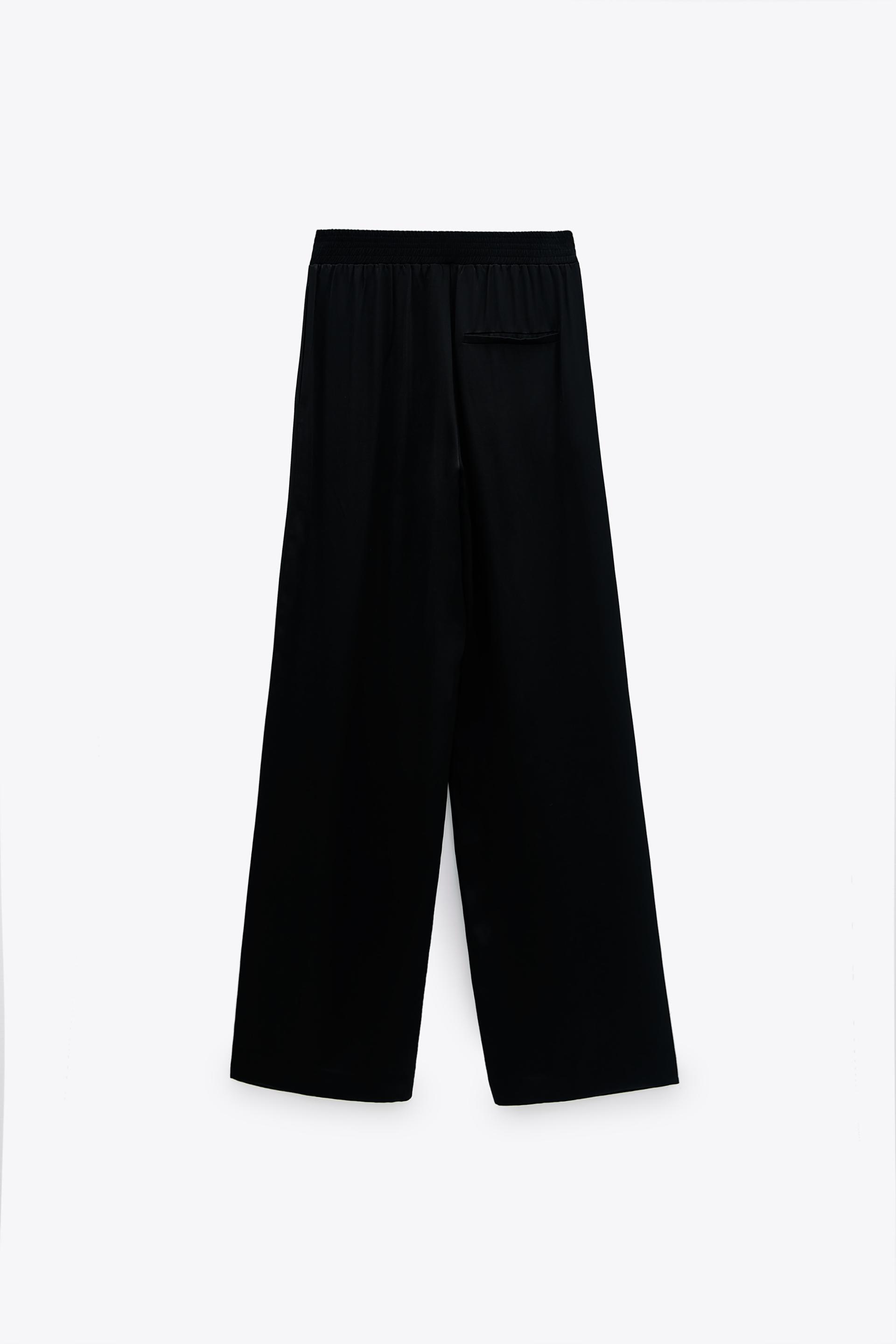 широкие брюки из сатина ЧЕРНЫЙ Zara
