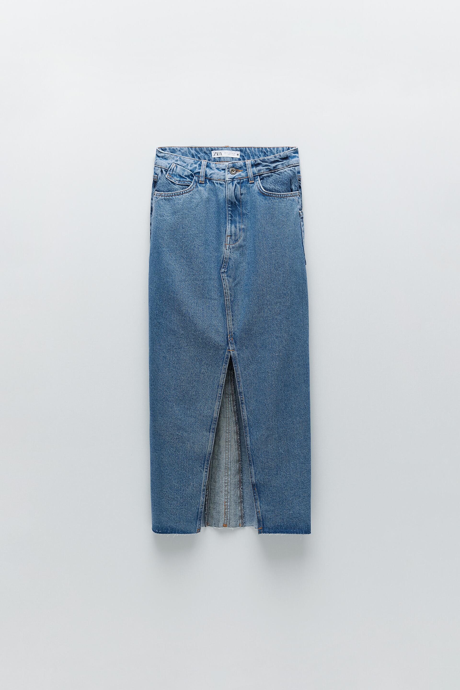 джинсовая юбка z1975 в стиле пэчворк ВЫЦВЕТШИЙ СИНИЙ Zara