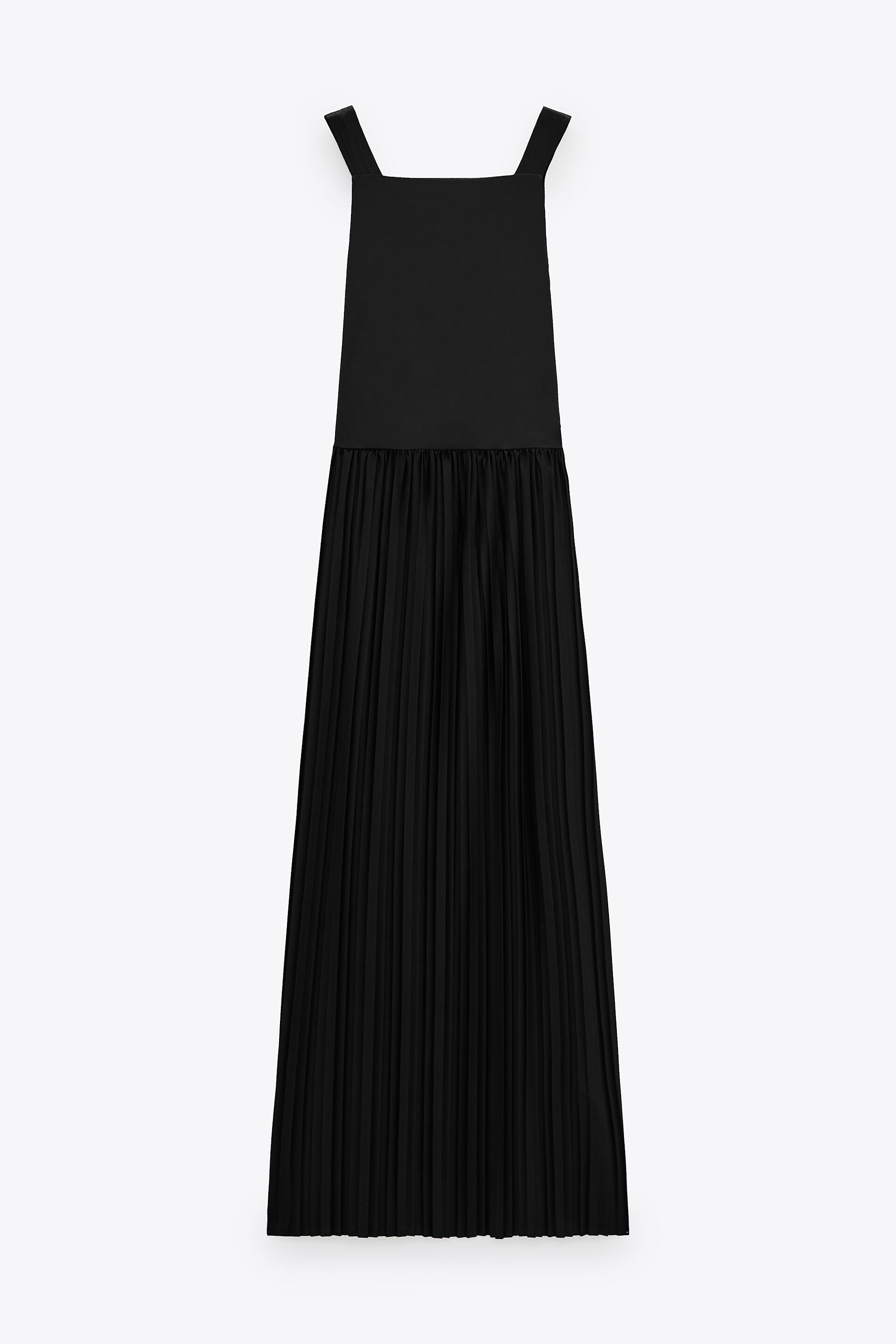 платье с пряжками и юбкой из ткани в тон ЧЕРНЫЙ Zara