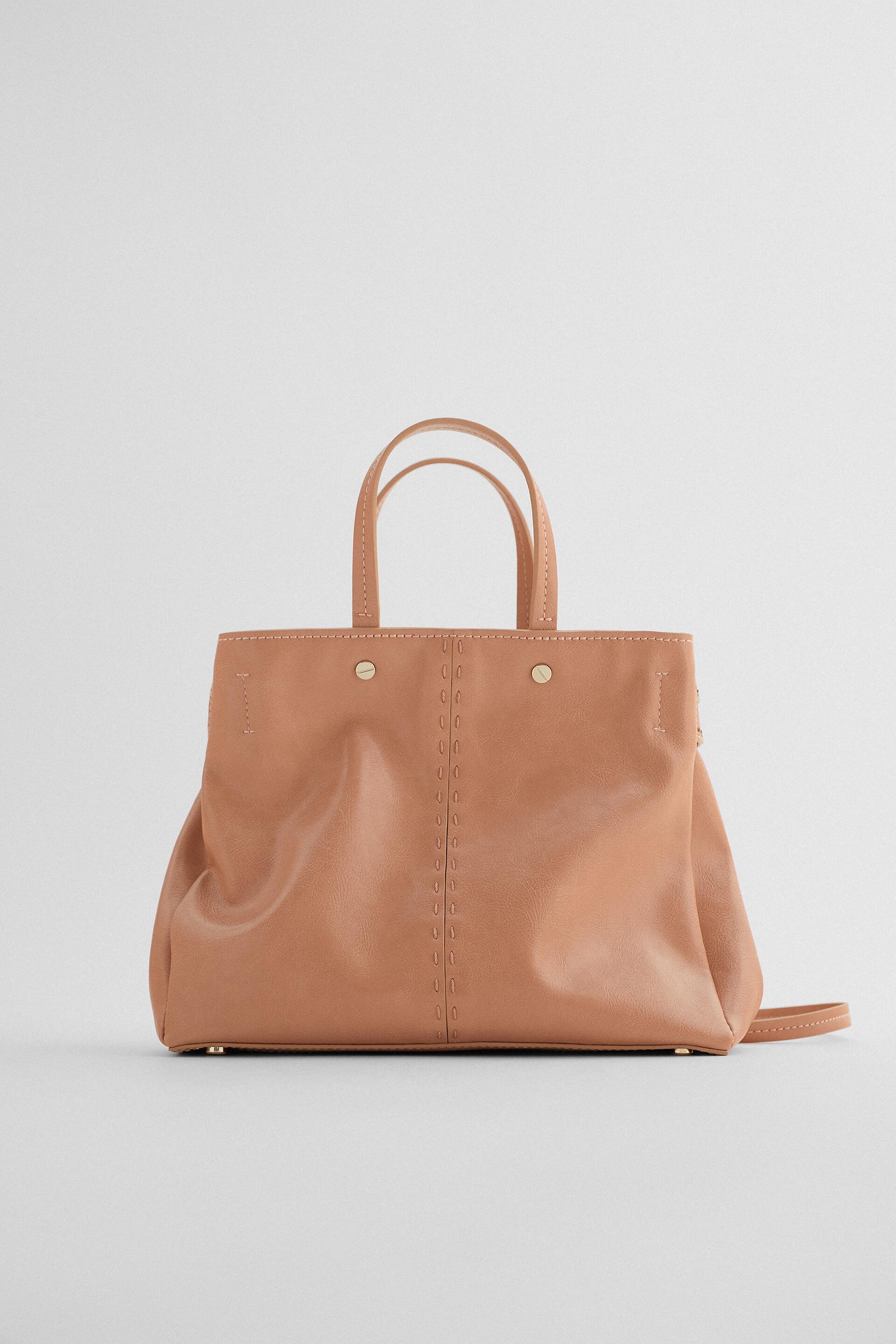 сумка-шопер среднего размера с декоративной строчкой РОЗОВЫЙ Zara