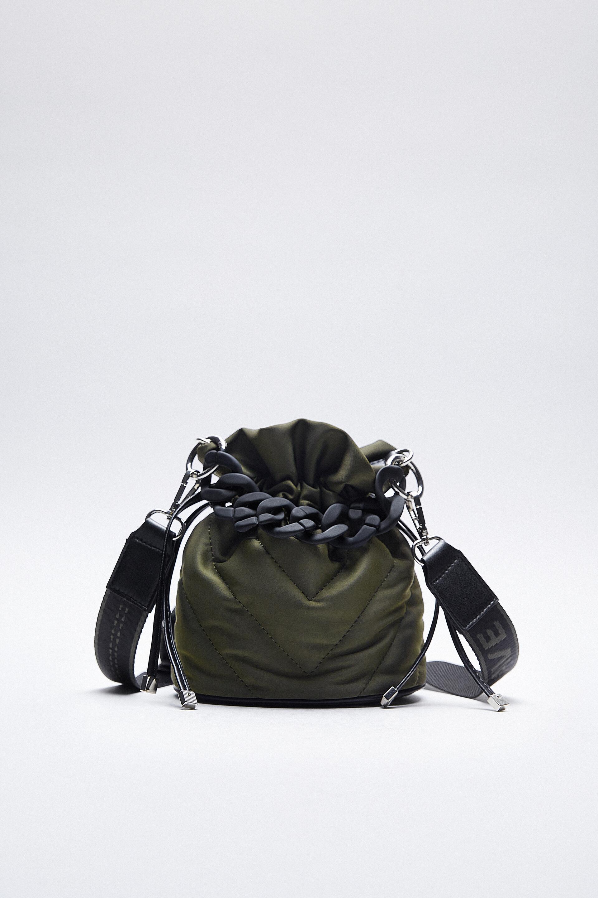 стеганая сумка мини-формата Зеленый хаки Zara
