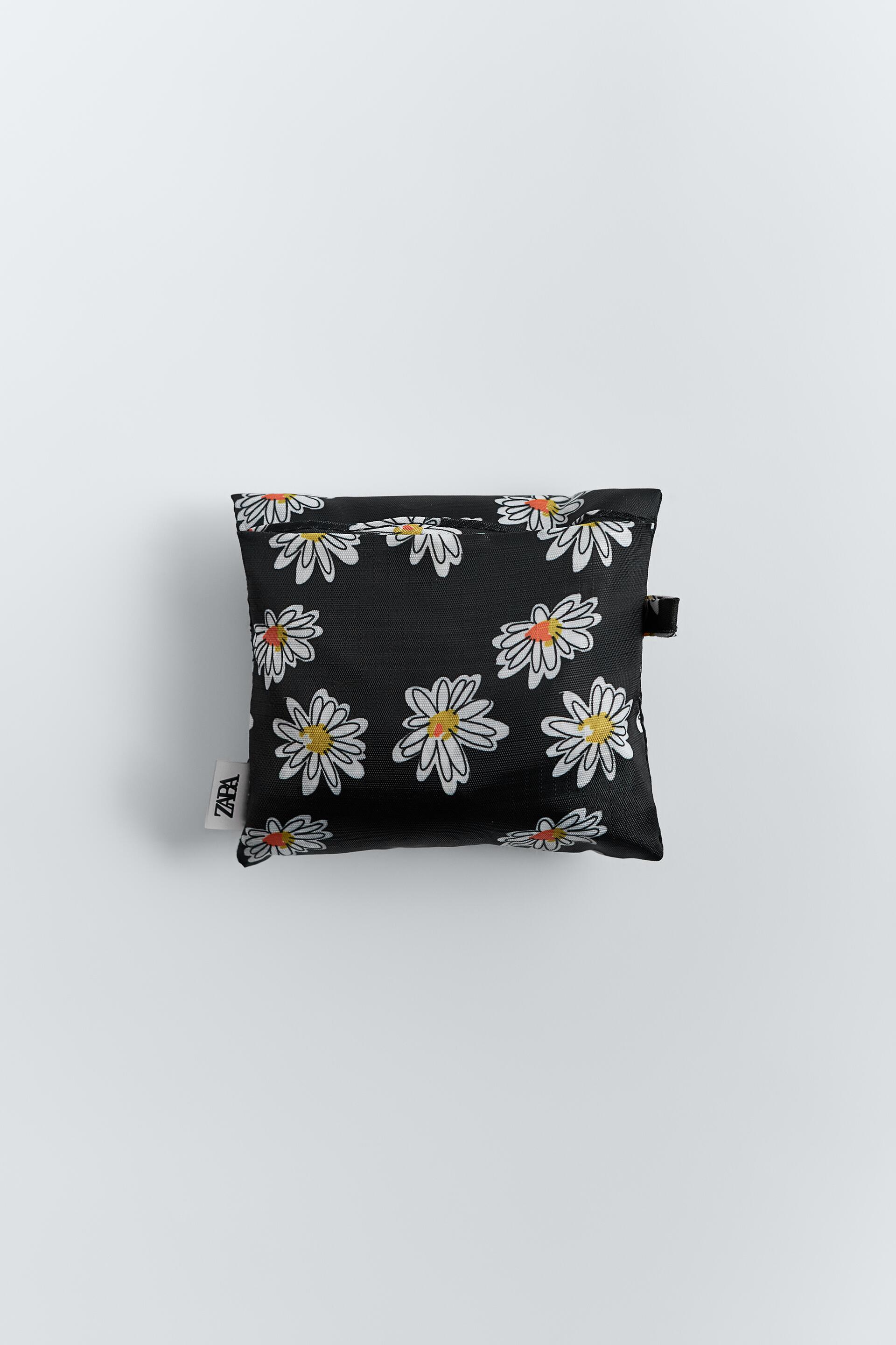 складная сумка с цветочным принтом Черный / Белый Zara