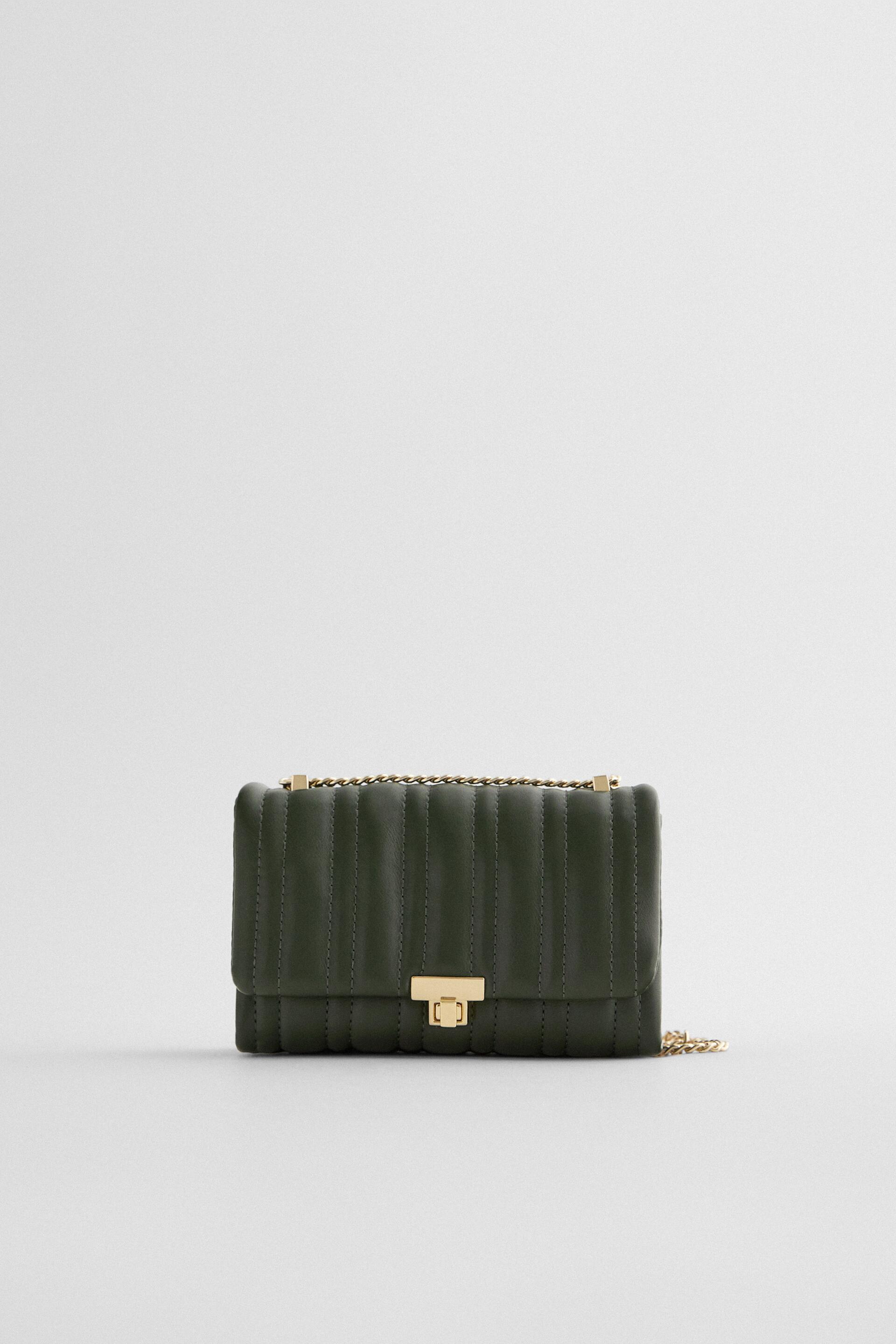 мини-сумка стеганая с плечевым ремнем Зеленый Zara