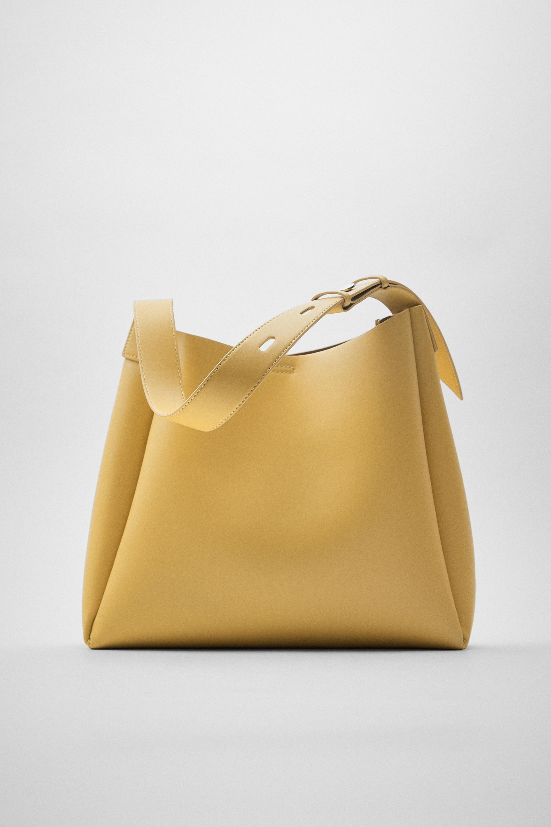 сумка-мешок в минималистичном стиле Желтый Zara