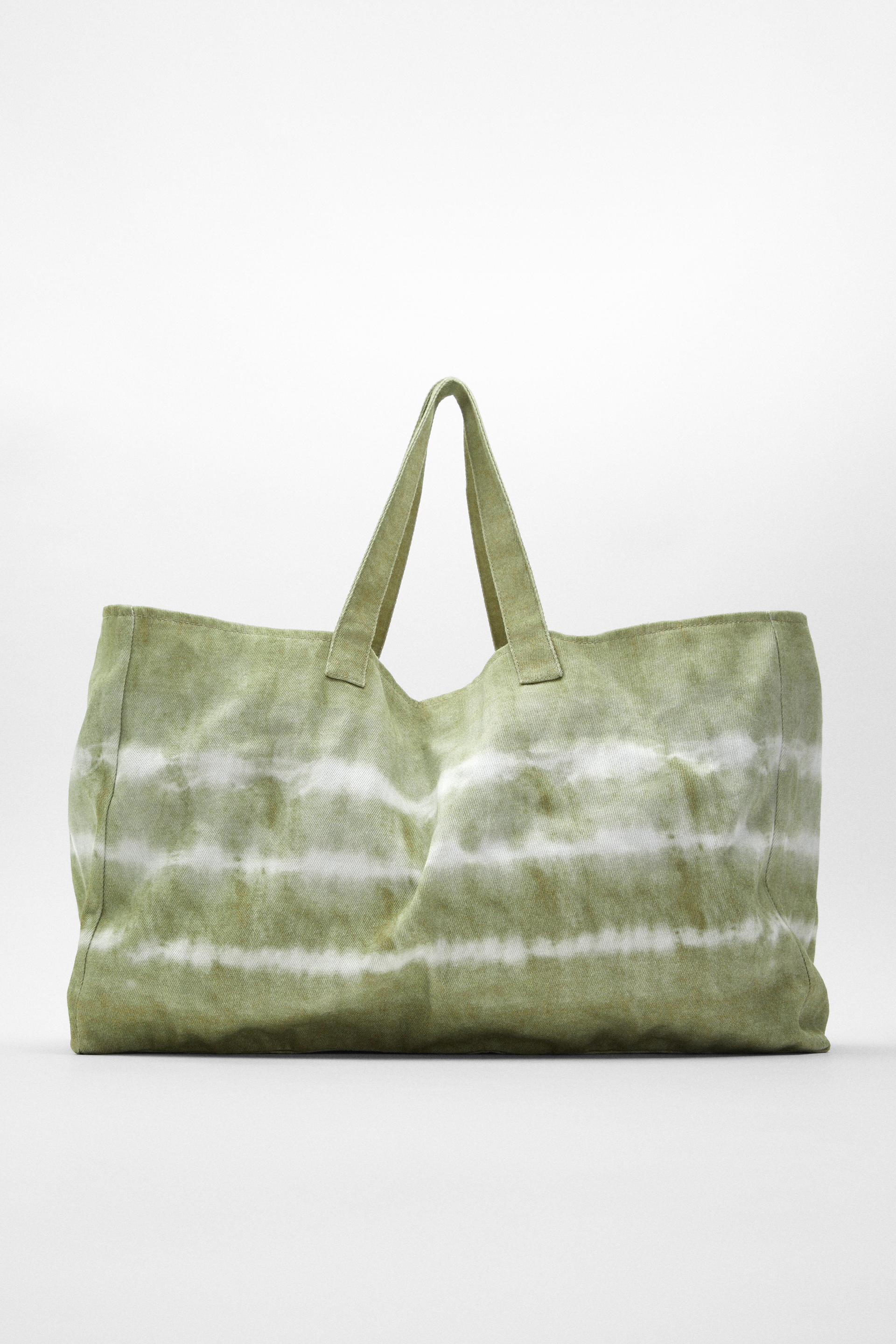 большая сумка-мешок с принтом Зеленый Zara