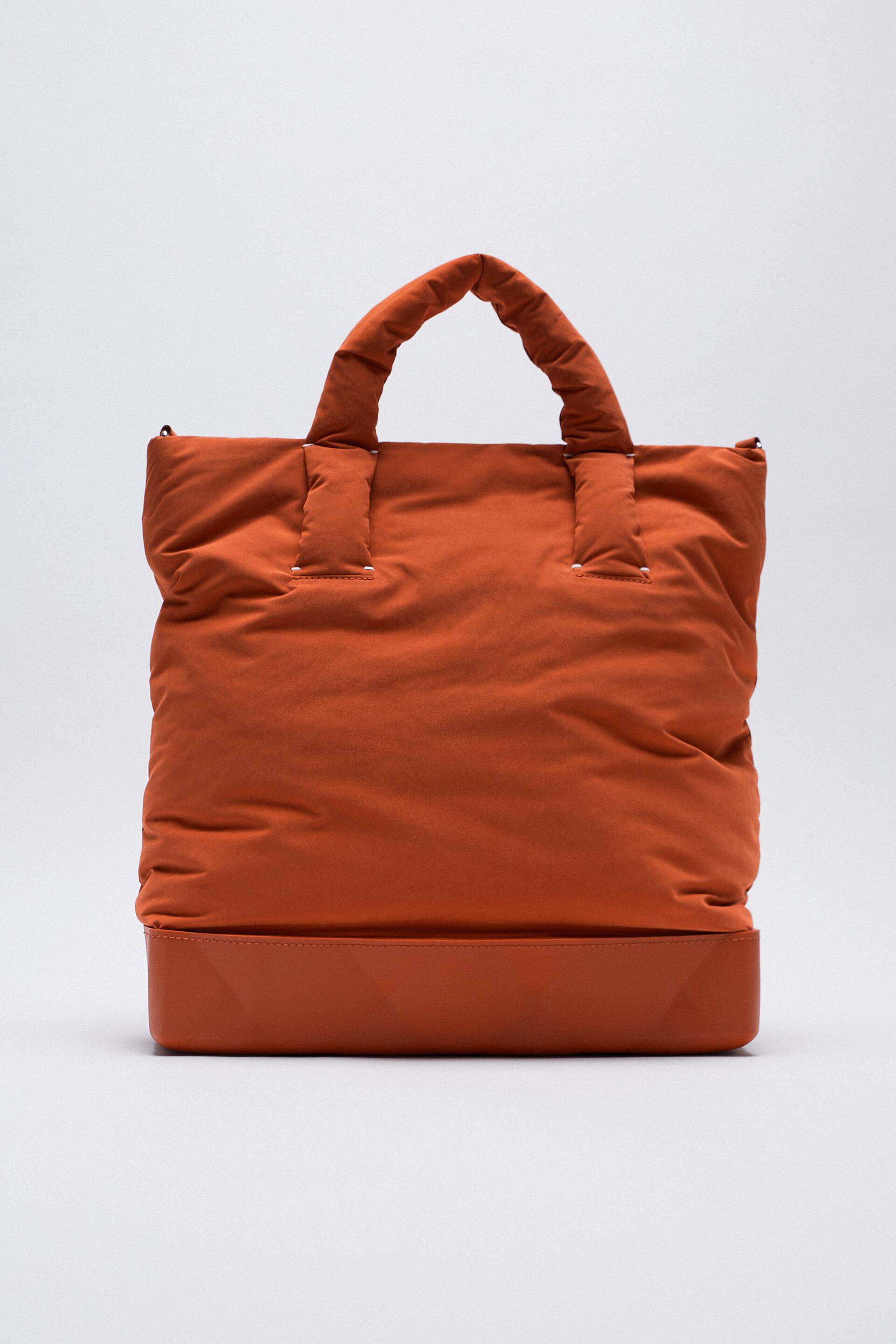 нейлоновая сумка-шопер с прорезиненным основанием Терракотово-оранжевый Zara