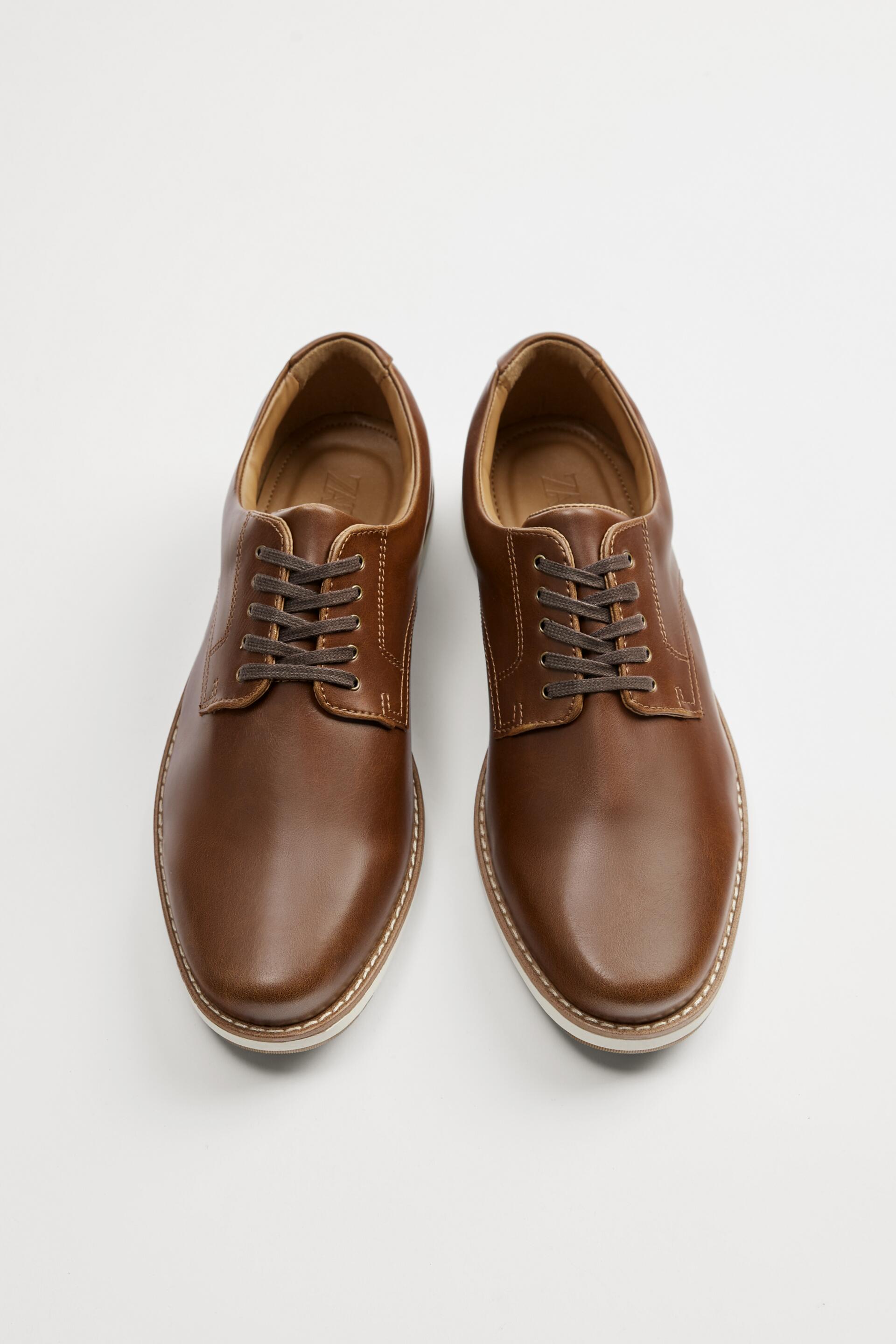 коричневые кожаные туфли в стиле кэжуал Коричневый Zara