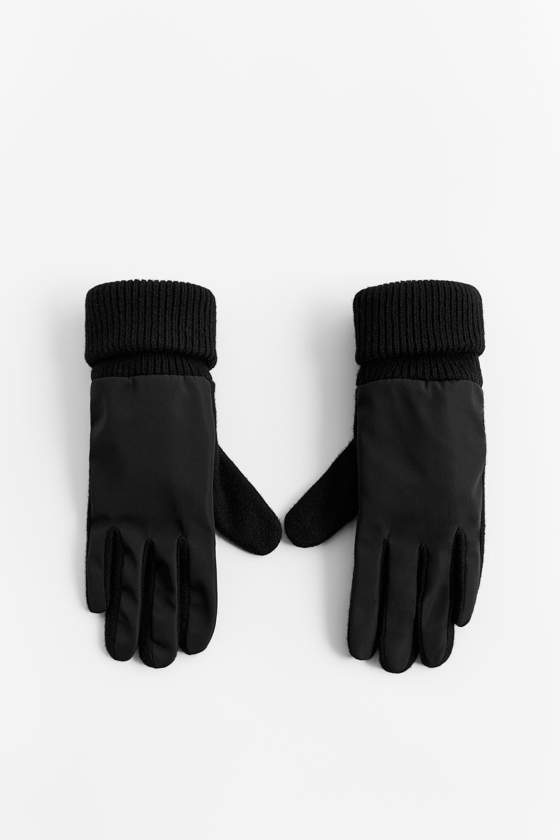 комбинированные перчатки ЧЕРНЫЙ Zara
