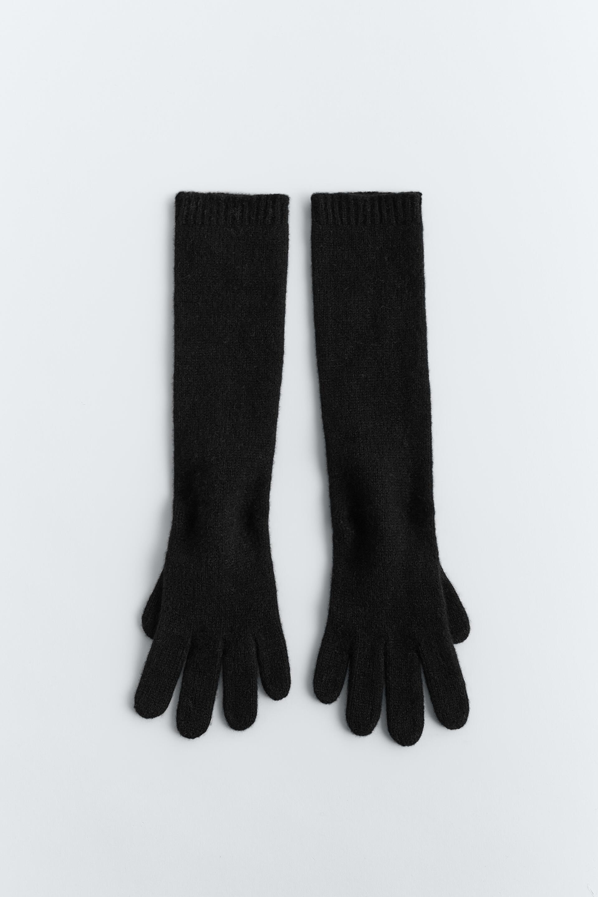 длинные перчатки из кашемира ЧЕРНЫЙ Zara