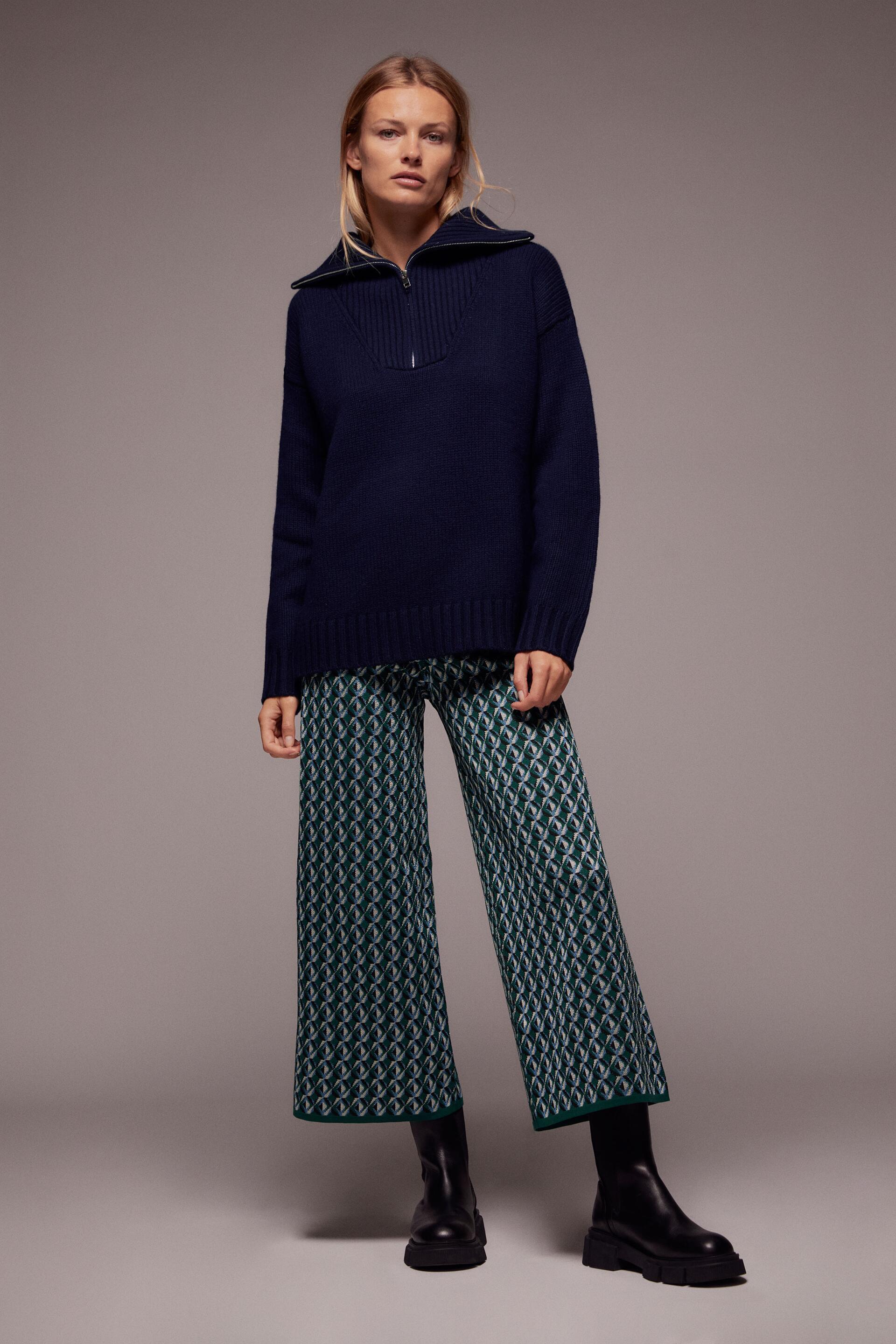 брюки из трикожа с геометрическим узором Разноцветный Zara