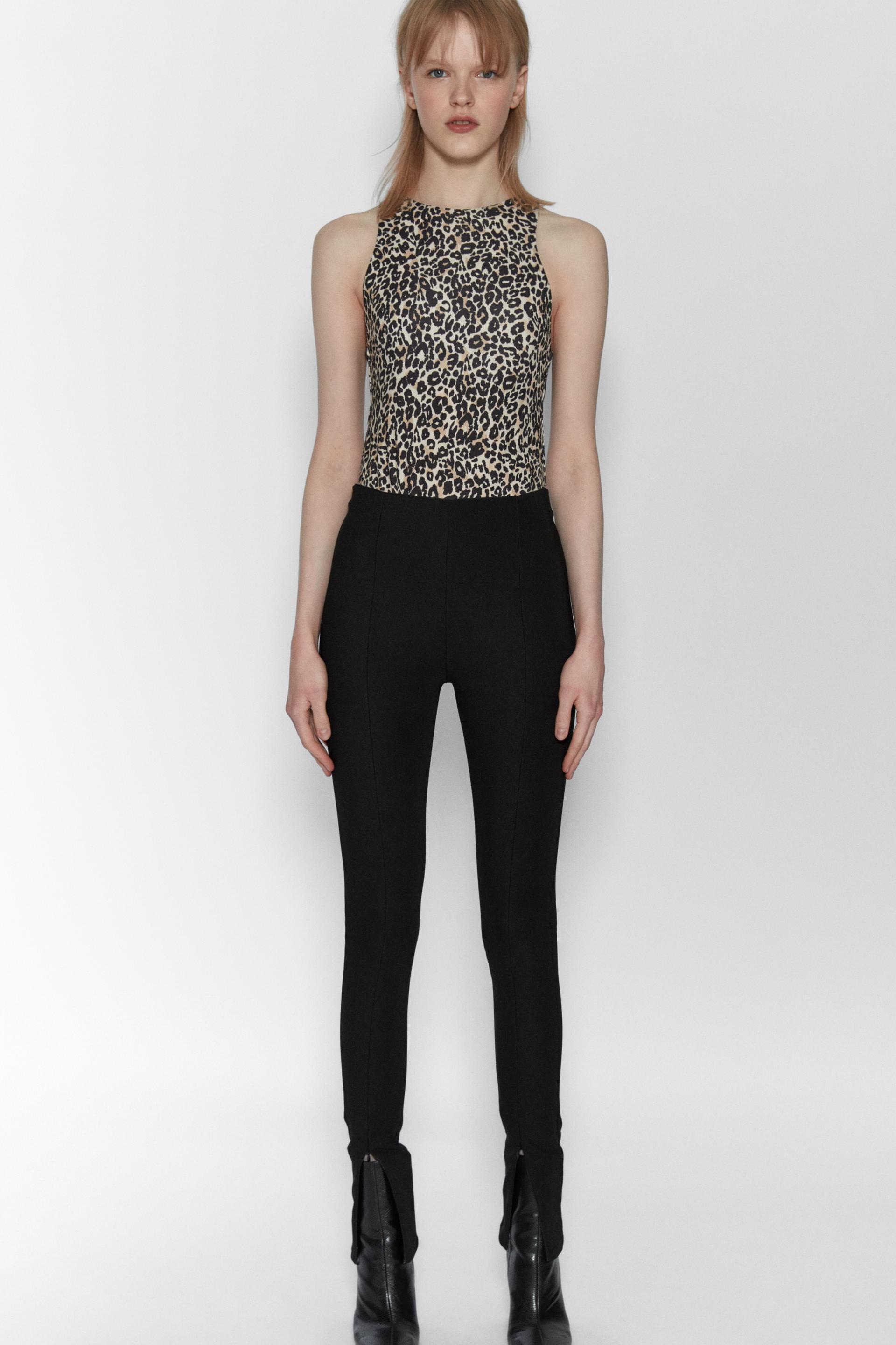 Леопардовый боди с горловиной халтер Zara