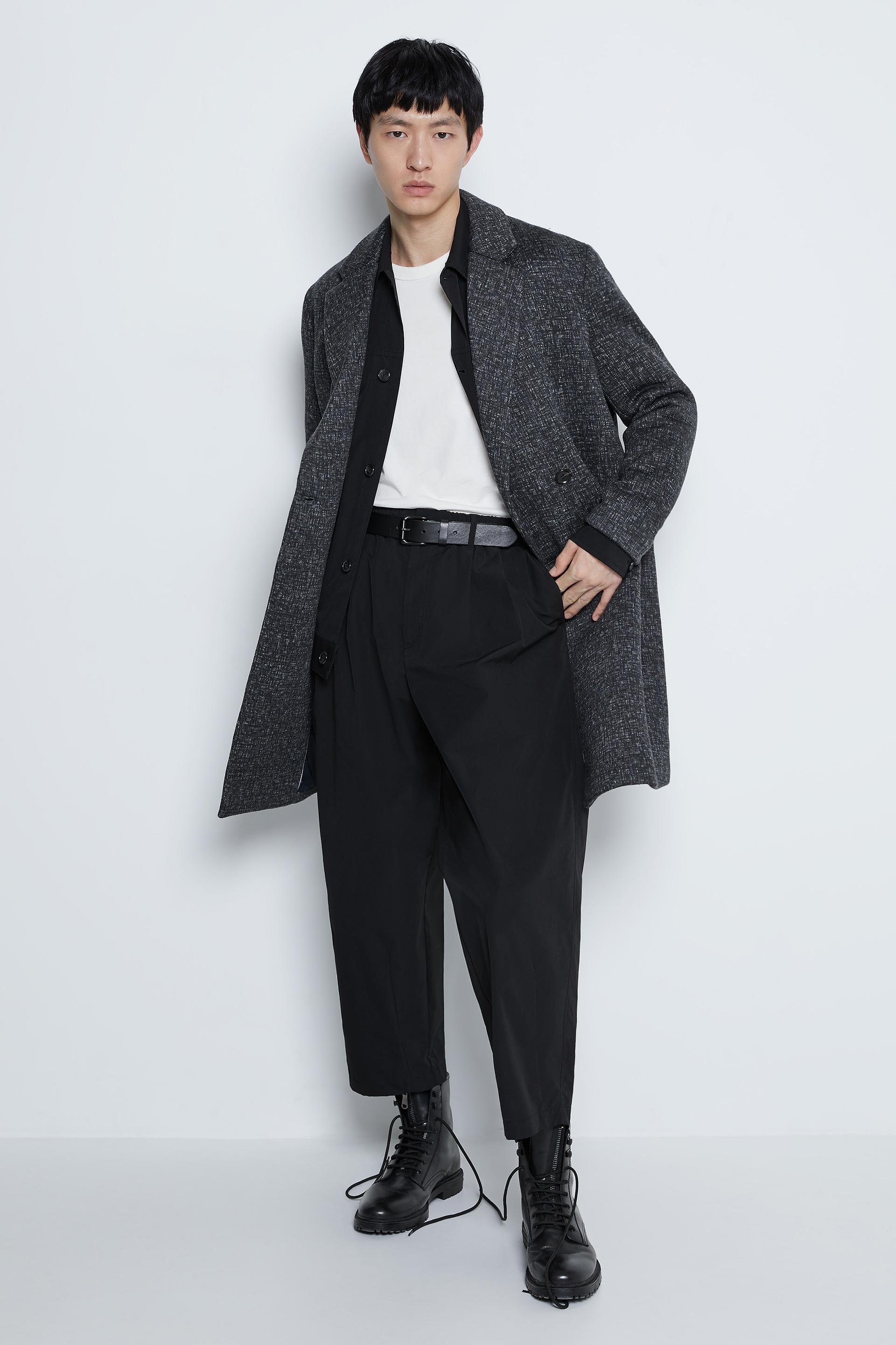 пальто комфортного кроя из меланжевого трикотажа Антрацитово-серый Zara