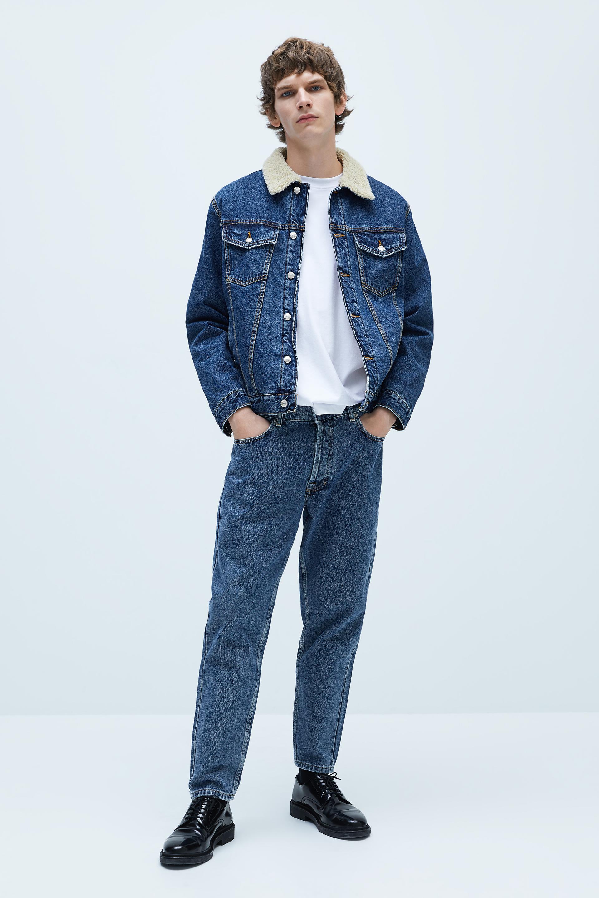 ТЕМНО-СИНИЙ джинсовая куртка с подкладкой из искусственной овчины Zara