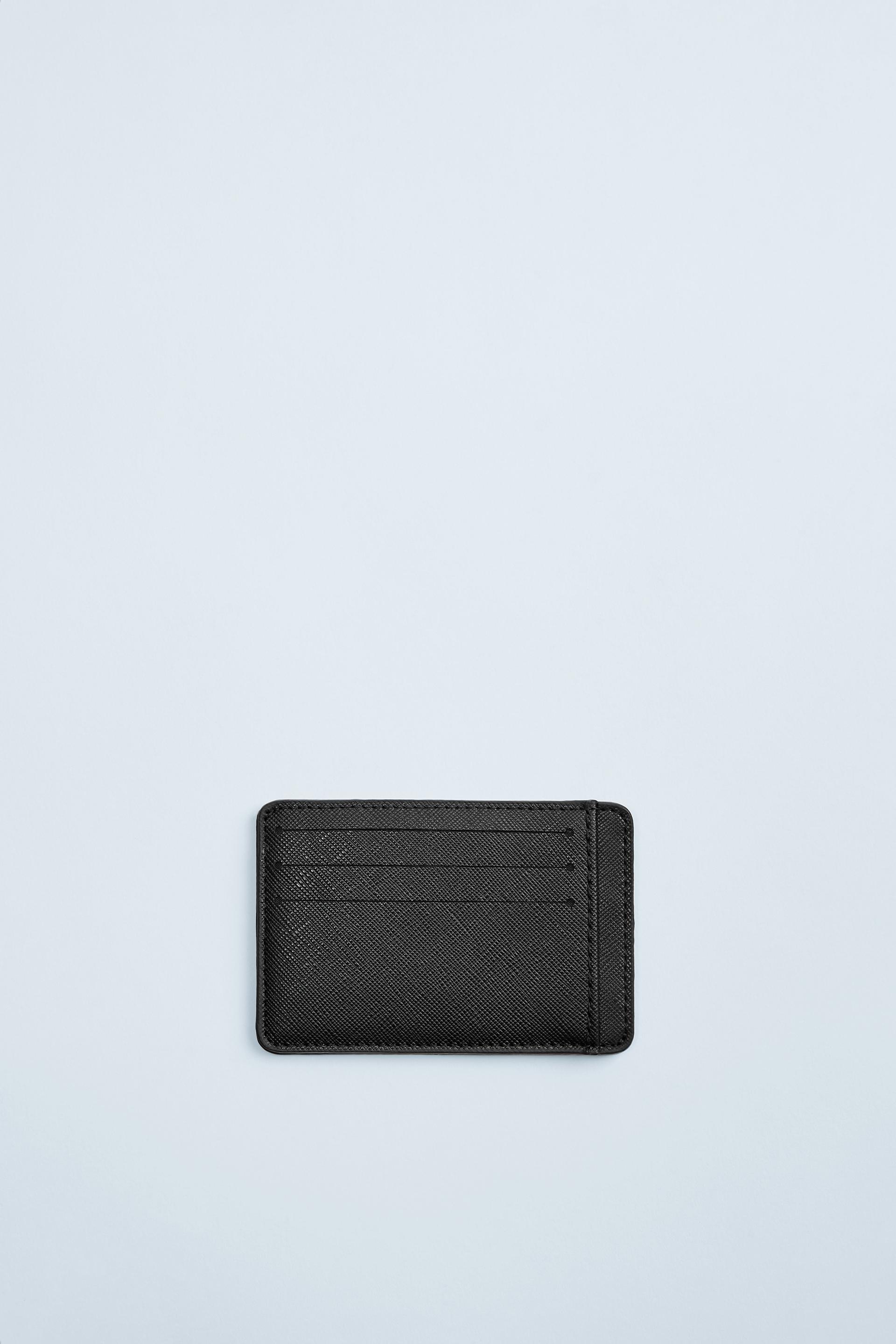черный кошелек для карточек с тиснением ЧЕРНЫЙ Zara